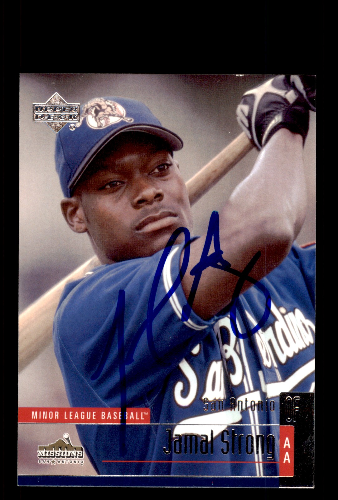Signed Baseball Card Auto Jamal Strong 2002 Upper Deck Minor League #103