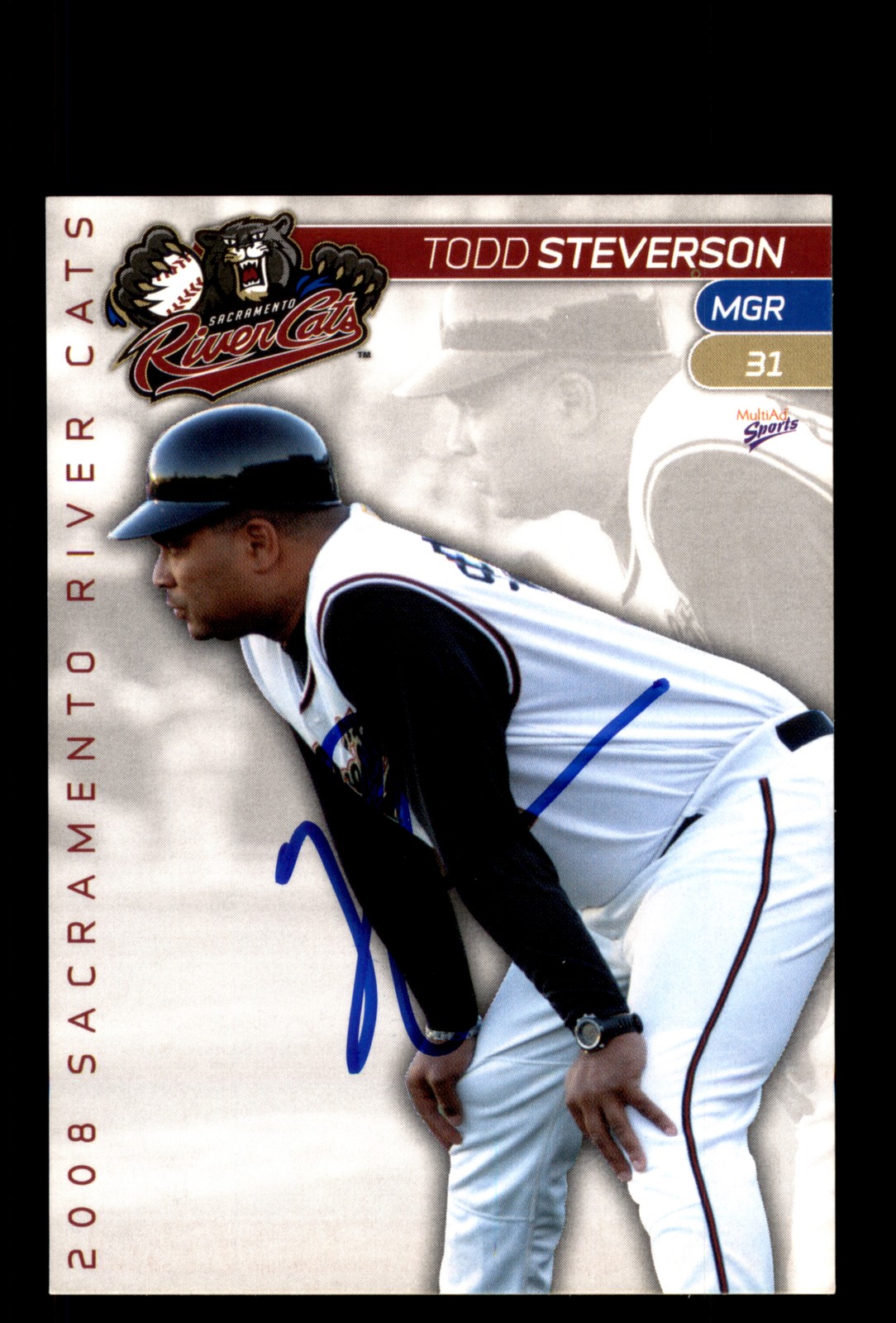 Signed Baseball Card Auto Todd Steverson 2008 MultiAd Sacramento River Cats