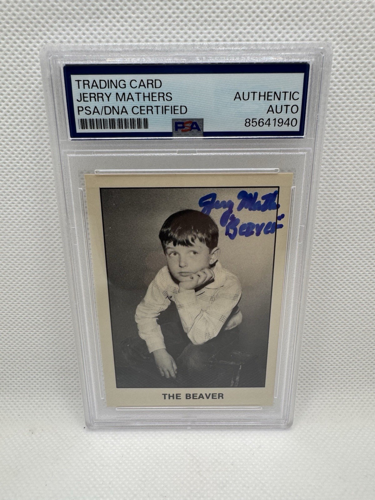 Jerry Mathers Signed Card Leave It To Beaver 1983 Slabbed PSA Autograph Slab #1
