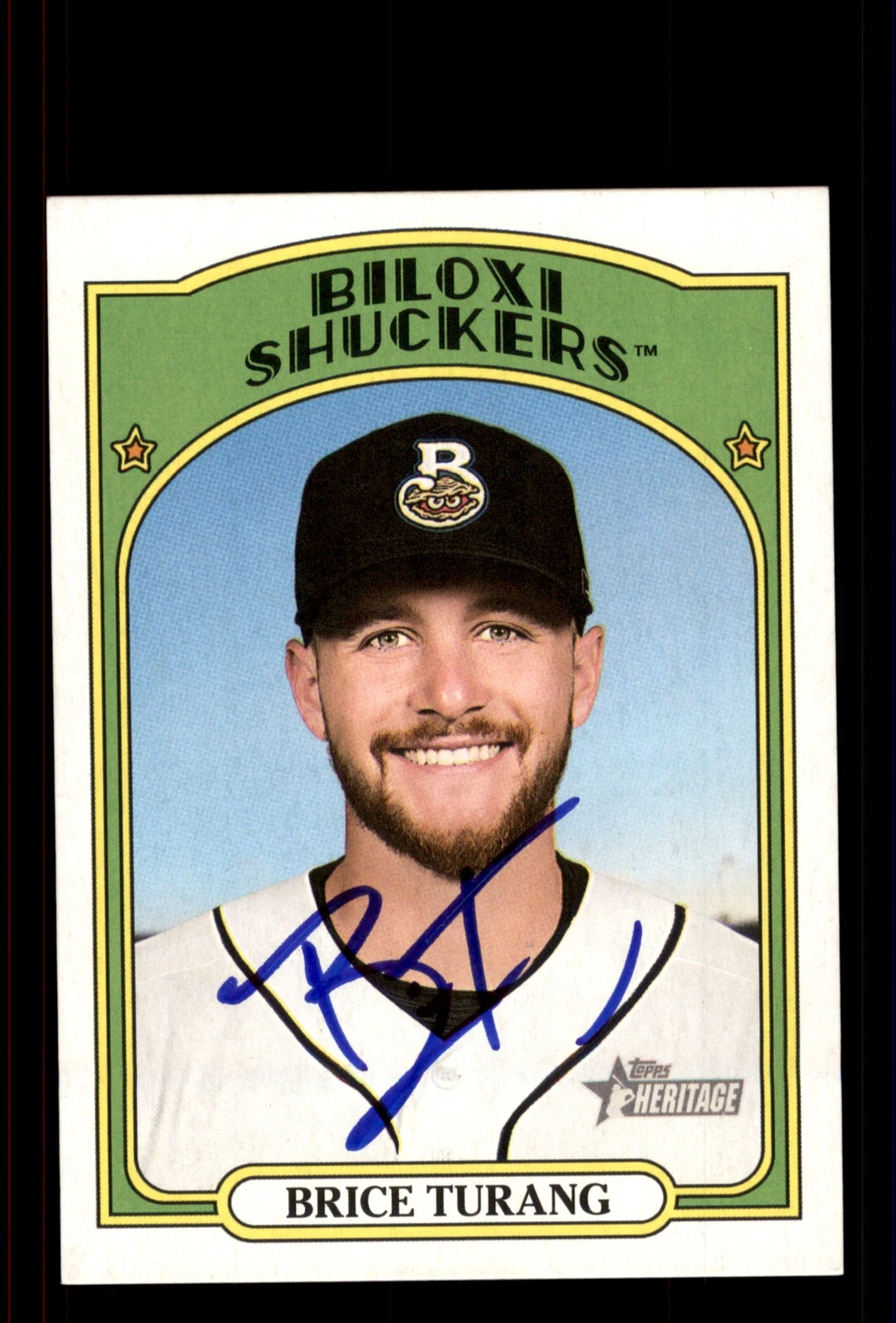 Signed Baseball Card Auto Brice Turang 2021 Topps Heritage Minor League #18