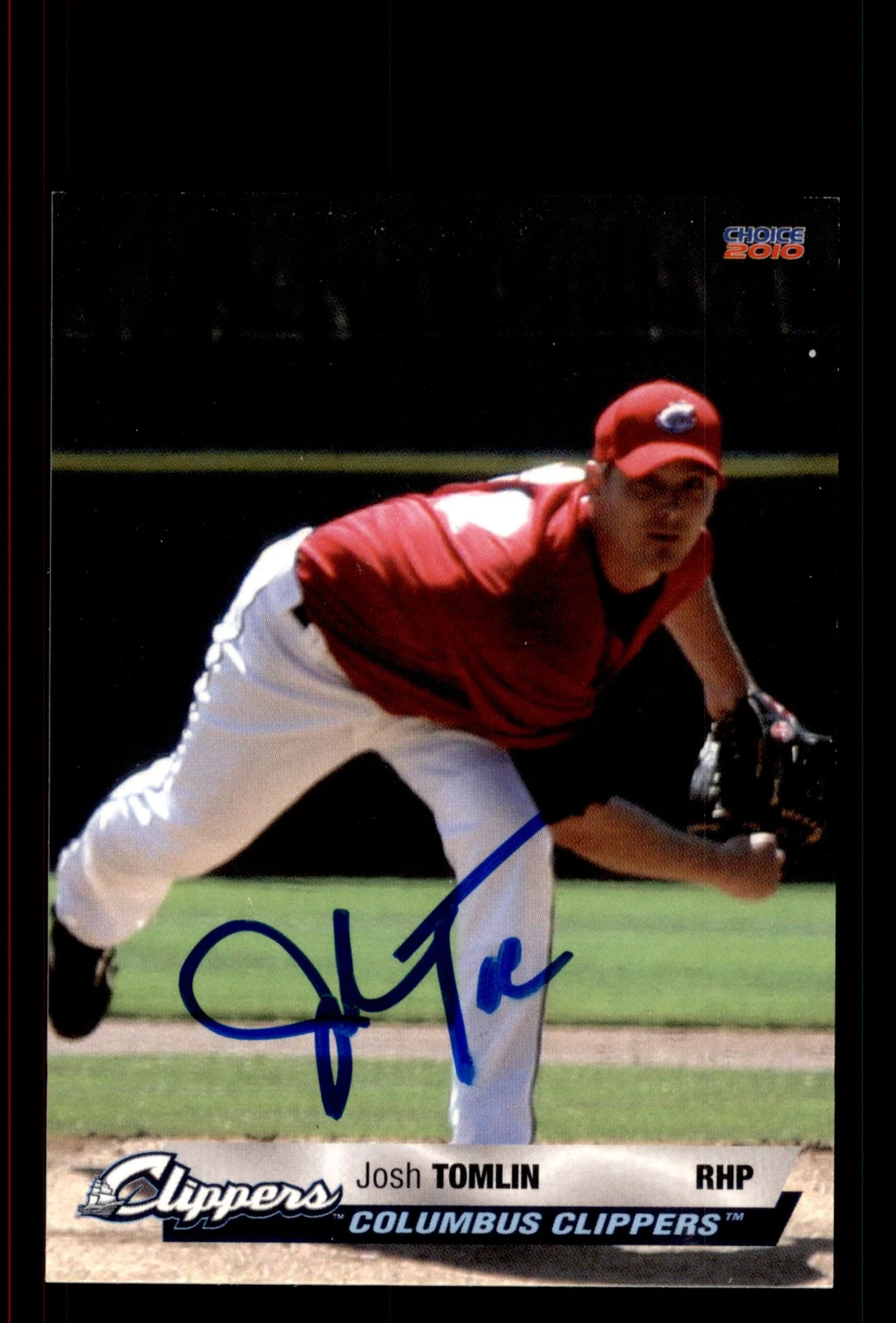 Signed Baseball Card Auto Josh Tomlin 2010 Choice Columbus Clippers