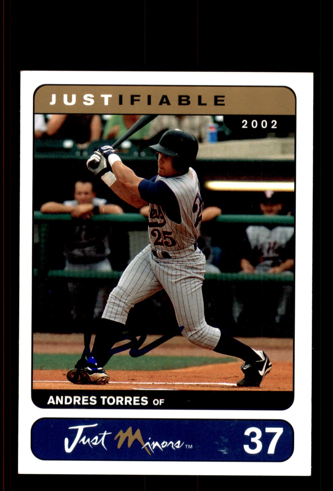 Signed Baseball Card Auto Andres Torres 2002 Justifiable #37 Detroit Tigers