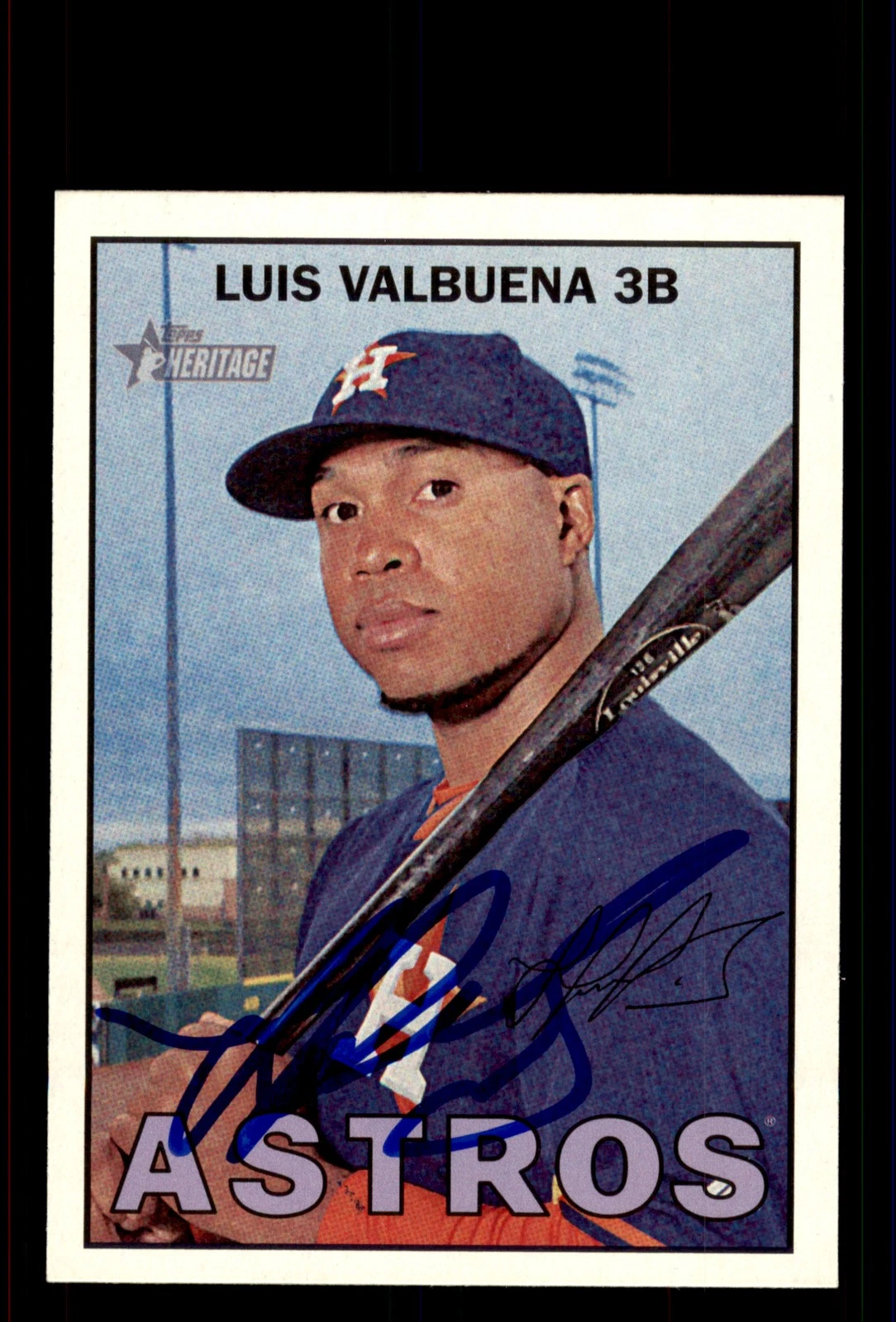 Signed Baseball Card Auto Luis Valbuena 2016 Topps Heritage #201 Houston Astros