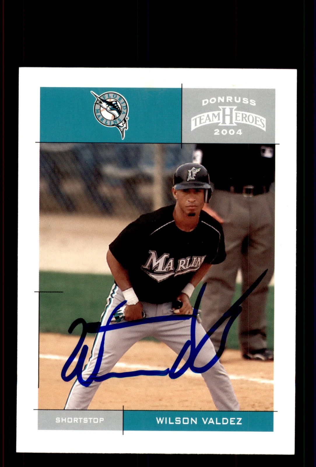 Signed Baseball Card Auto Wilson Valdez 2004 Donruss Team Heroes #163 Marlins