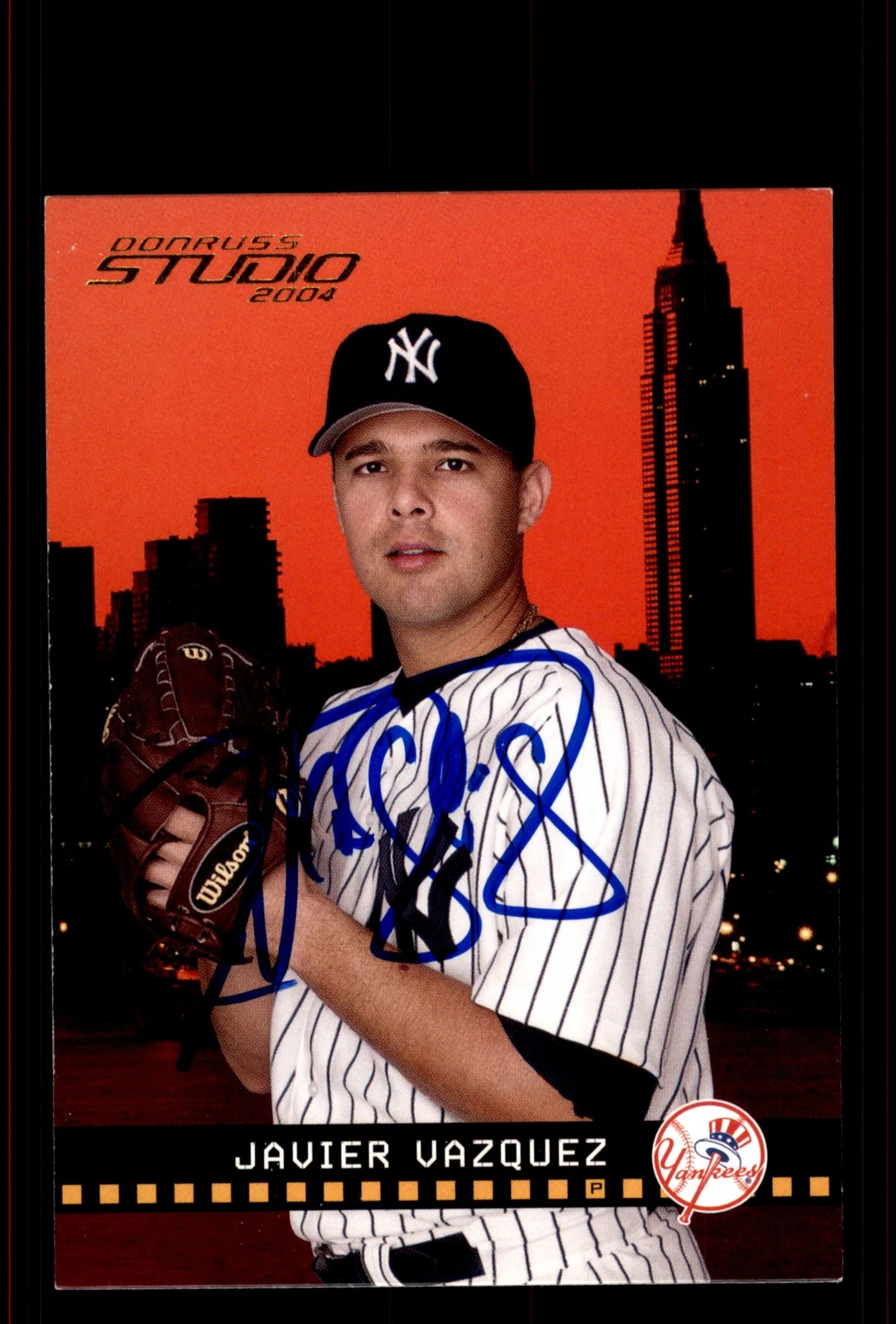 Signed Baseball Card Auto Javier Vazquez 2004 Donruss Studio #137 Yankees