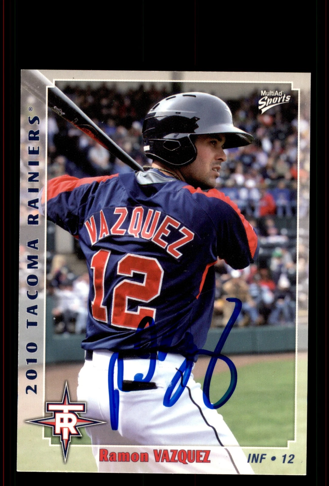 Signed Baseball Card Auto Ramon Vazquez 2010 MultiAd Tacoma Rainiers