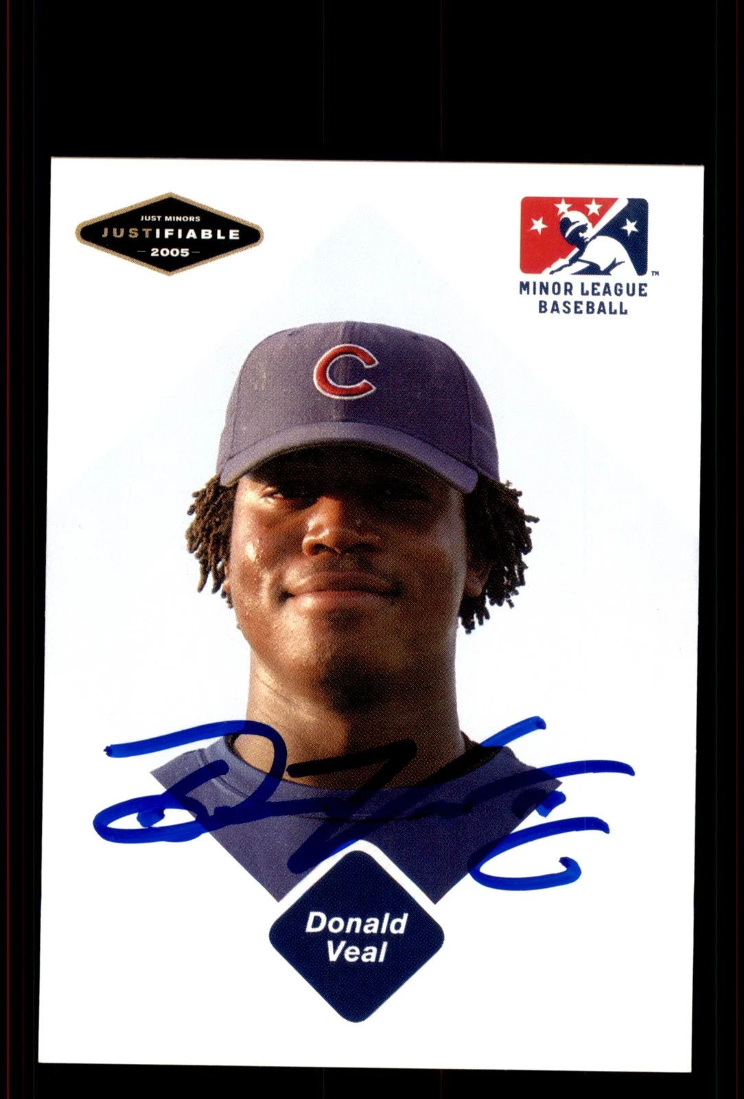 Signed Baseball Card Auto Donald Veal 2005 Justifiable #84 AZL Cubs