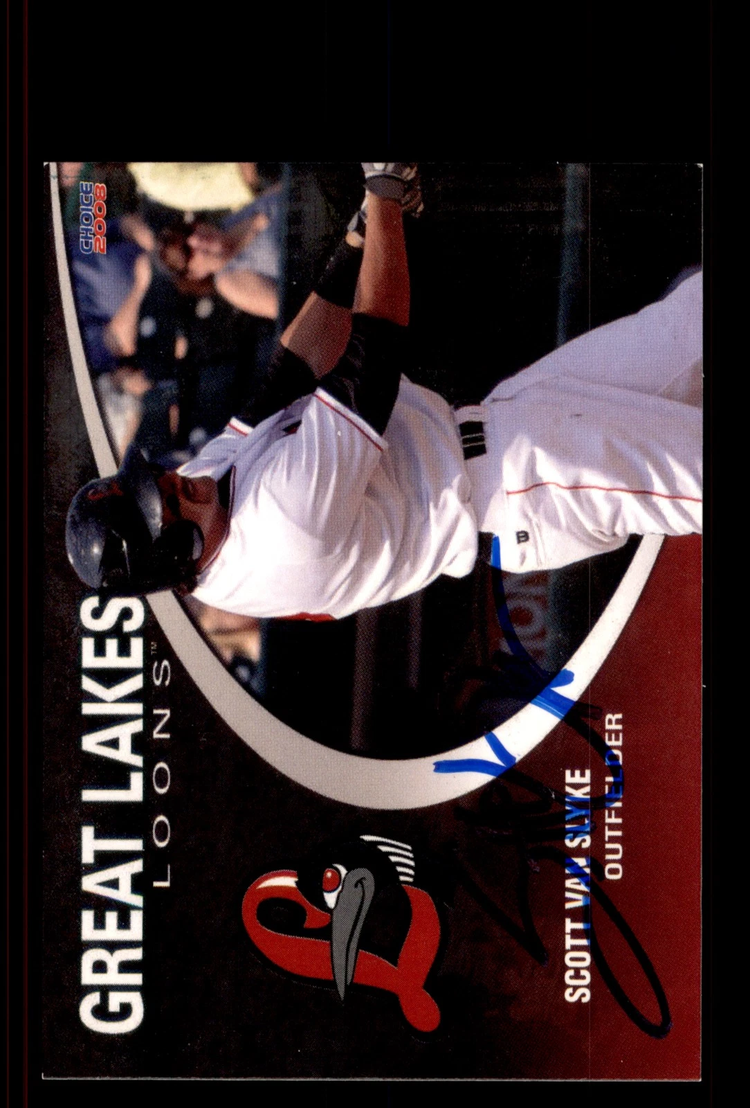 Signed Baseball Card Auto Scott Van Slyke 2008 Choice Great Lakes Loons