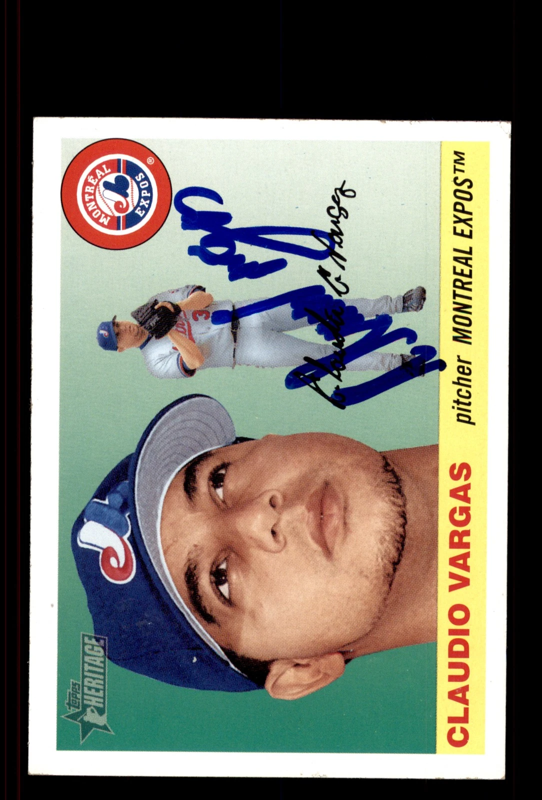Signed Baseball Card Auto Claudio Vargas 2004 Topps Heritage #243 Montreal Expos