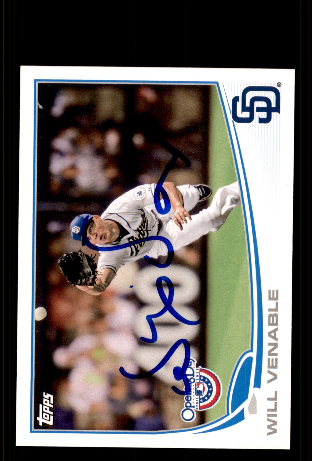 Signed Baseball Card Auto Will Venable 2013 Topps Opening Day #65 Padres