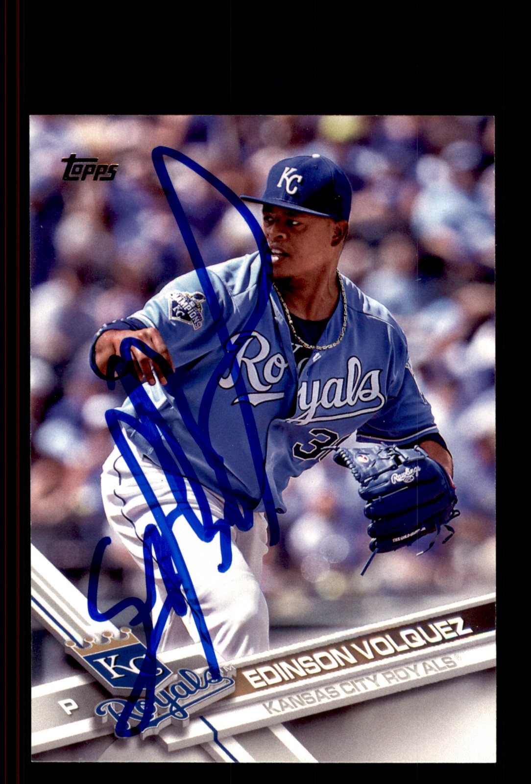 Signed Baseball Card Auto Edinson Volquez 2017 Topps #111 Kansas City Royals