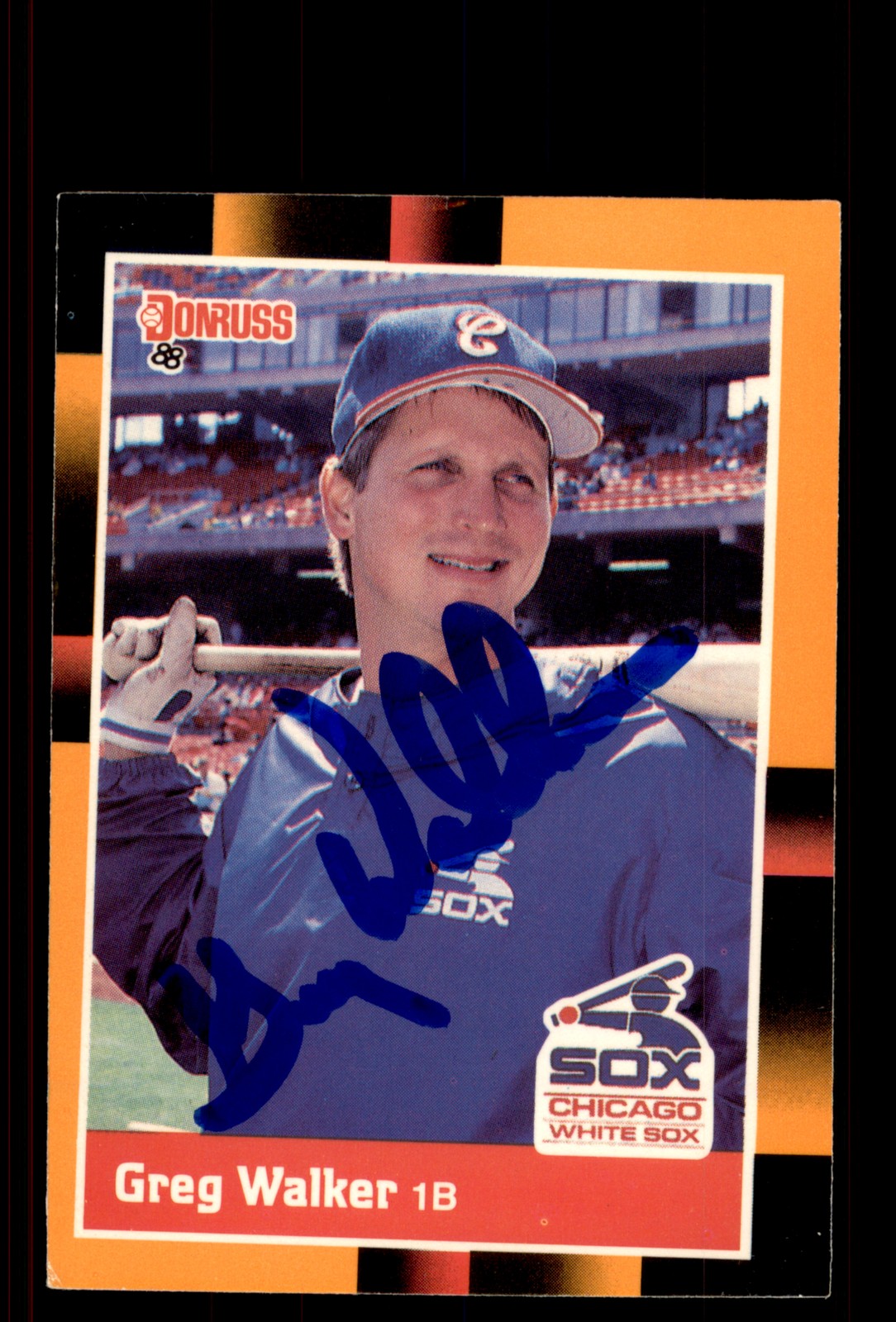 Signed Baseball Card Auto Greg Walker 1988 Donruss Baseball's Best #193