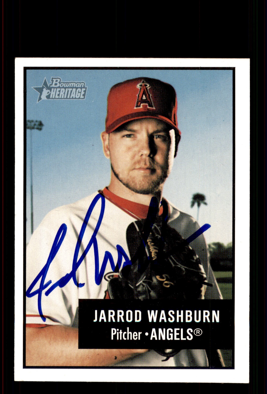 Signed Baseball Card Auto Jarrod Washburn 2003 Bowman Heritage #66 Angels