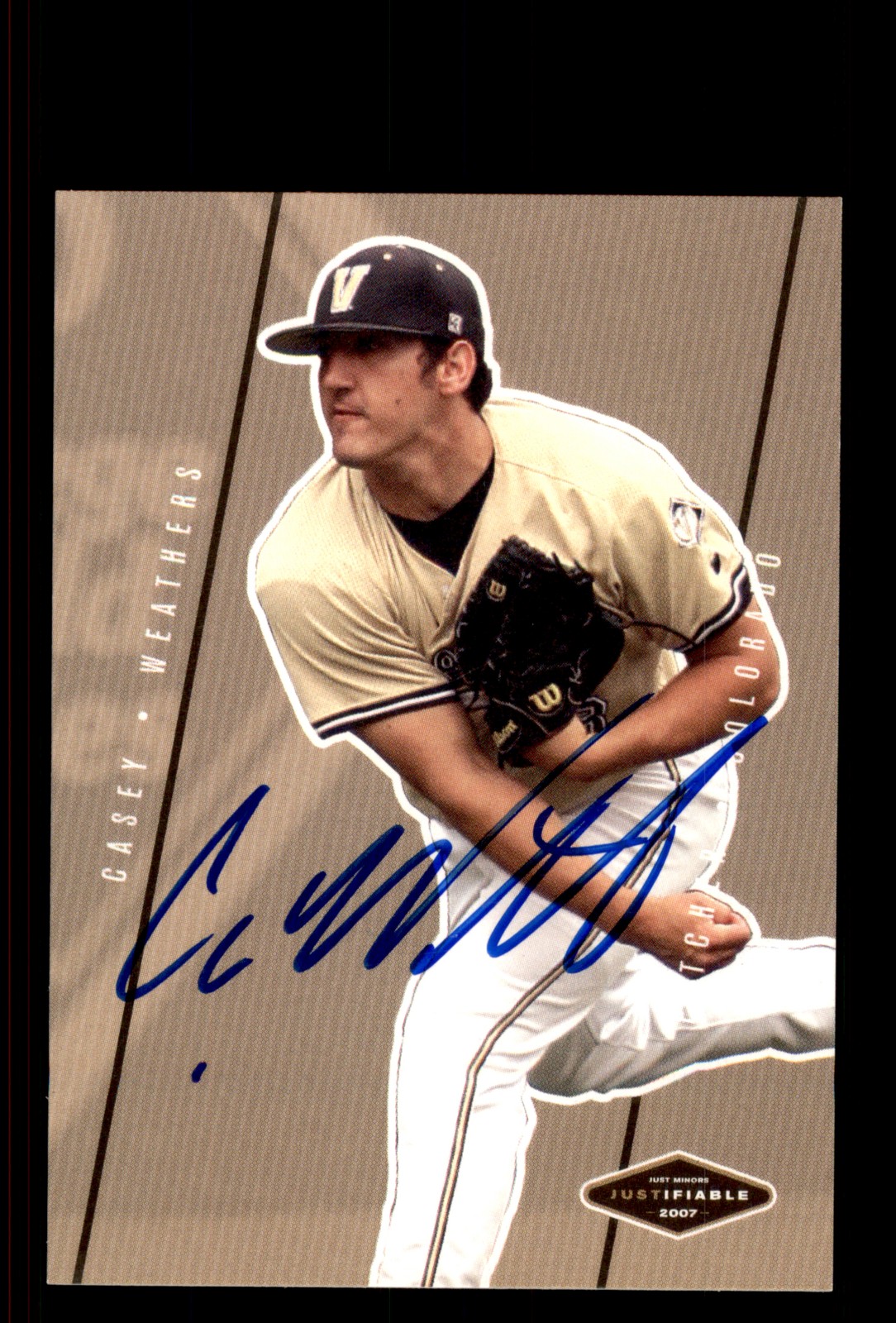 Signed Baseball Card Auto Casey Weathers 2007 Justifiable #JF-47 Rockies
