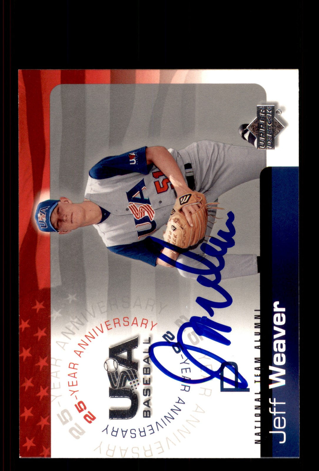 Signed Baseball Card Auto Jeff Weaver 2004 Upper Deck USA #USA-20