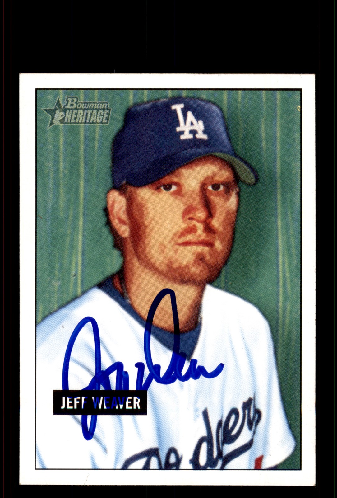 Signed Baseball Card Auto Jeff Weaver 2005 Bowman Heritage #6 LA Dodgers