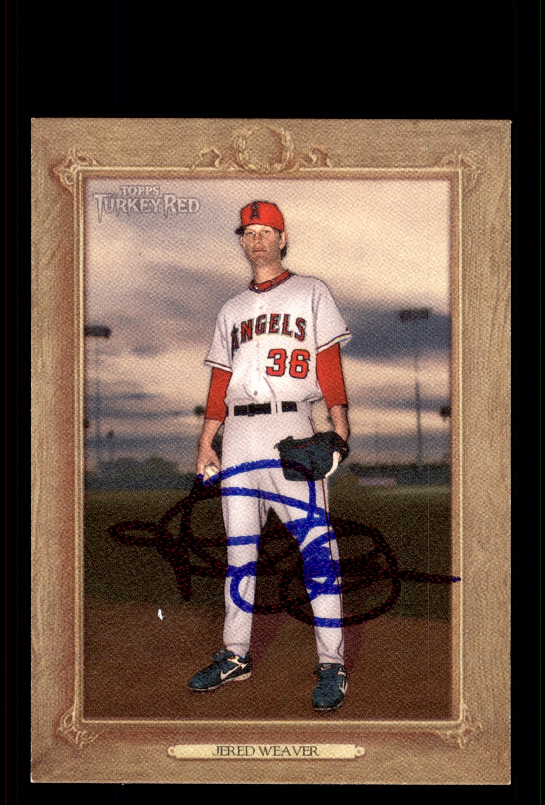 Signed Baseball Card Auto Jered Weaver 2007 Topps Turkey Red #142 Angels