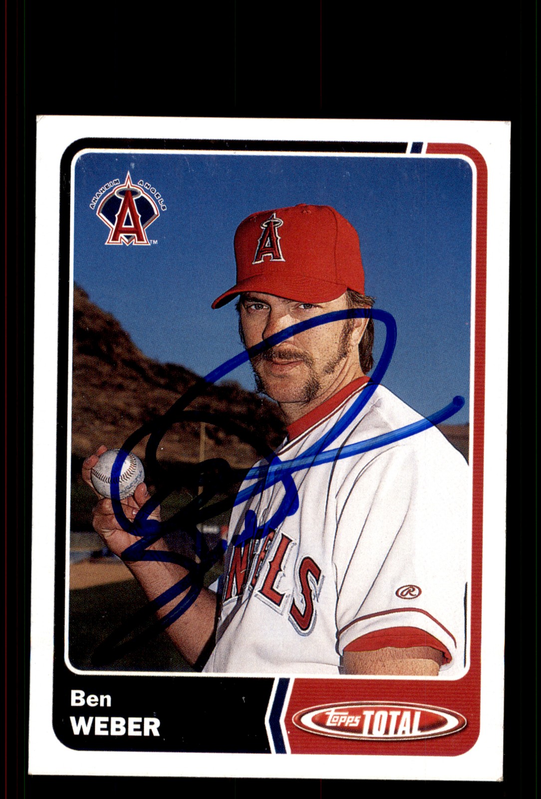 Signed Baseball Card Auto Ben Weber 2003 Topps Total #313 Anaheim Angels