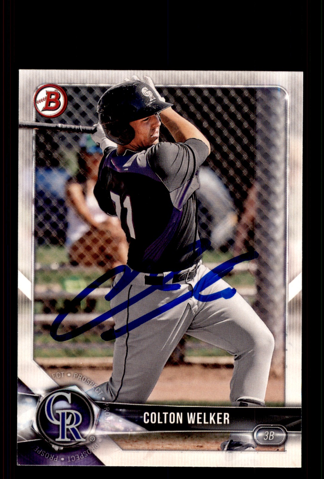 Signed Baseball Card Auto Colton Welker 2018 Bowman #BP39 Colorado Rockies