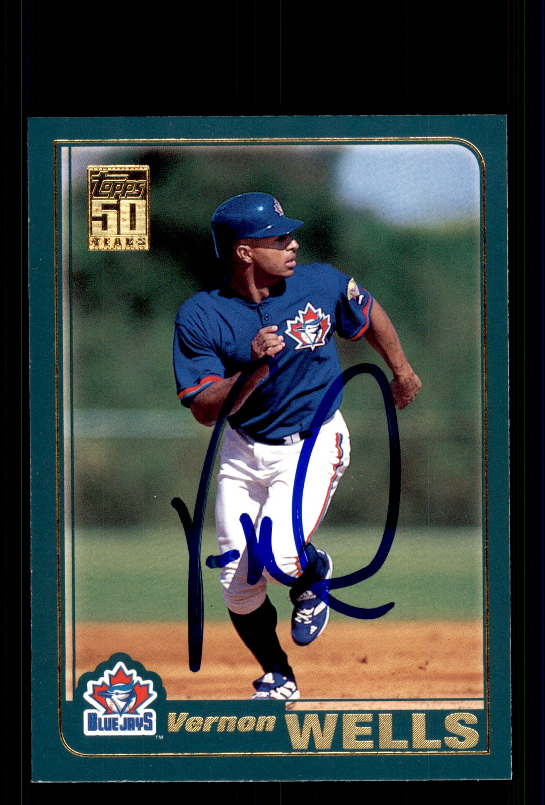 Signed Baseball Card Auto Vernon Wells 2001 Topps #421 Toronto Blue Jays