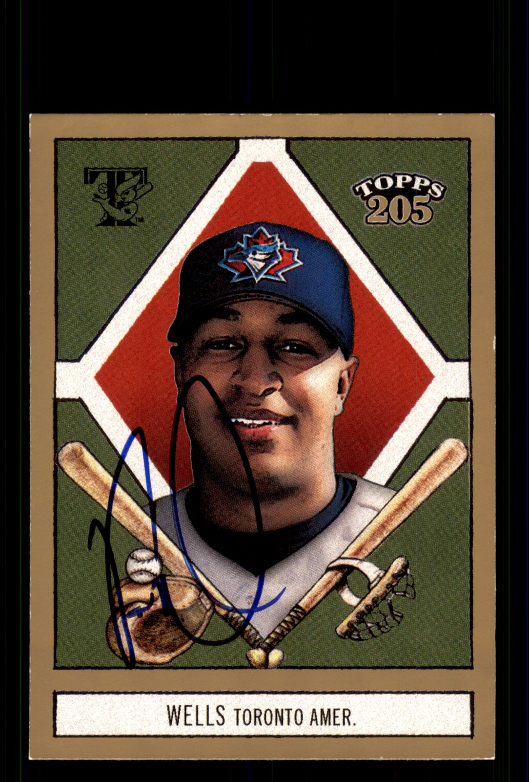 Signed Baseball Card Auto Vernon Wells 2003 Topps 205 #47 Toronto Blue Jays