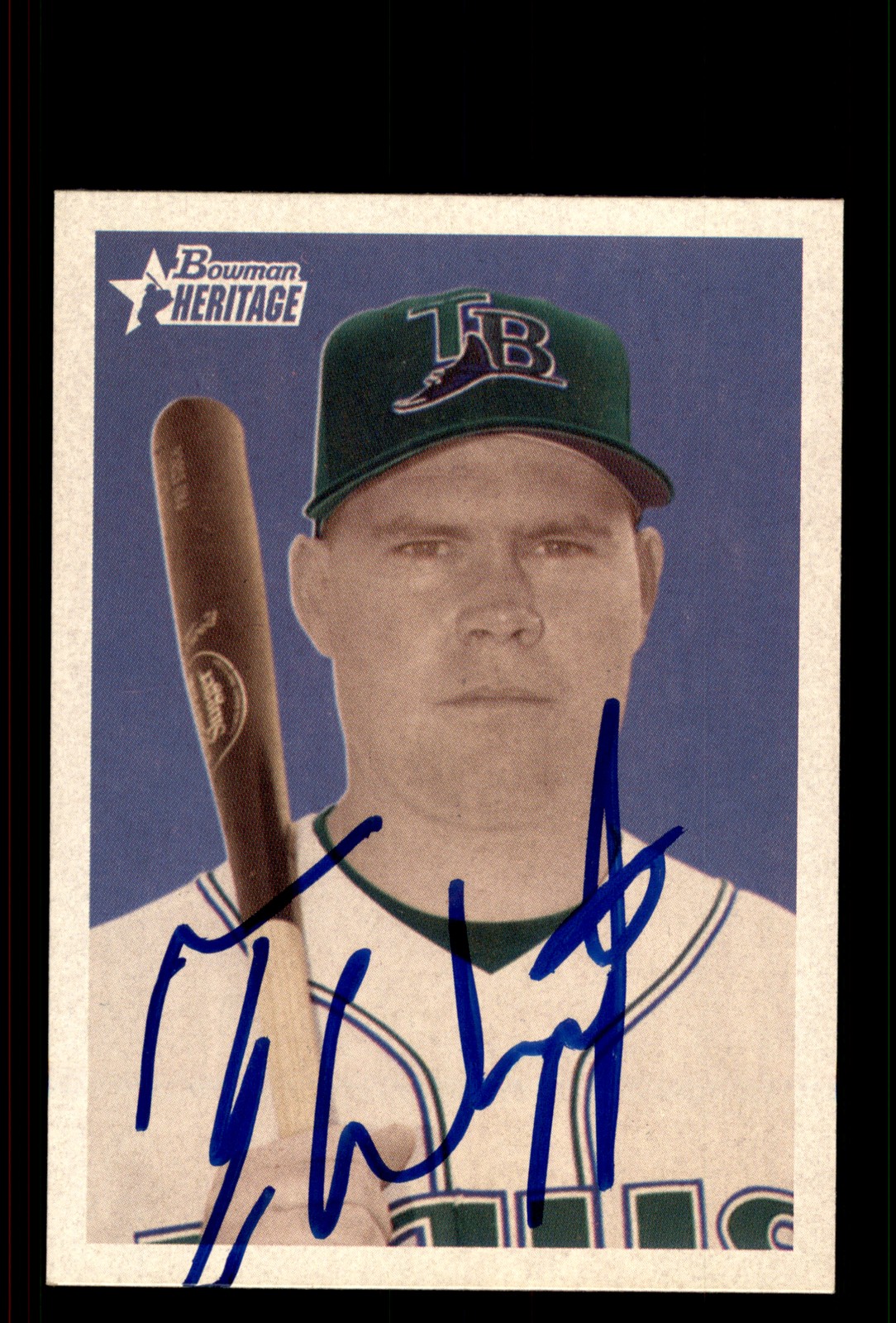 Signed Baseball Card Auto Ty Wigginton 2006 Bowman Heritage #57 Devil Rays