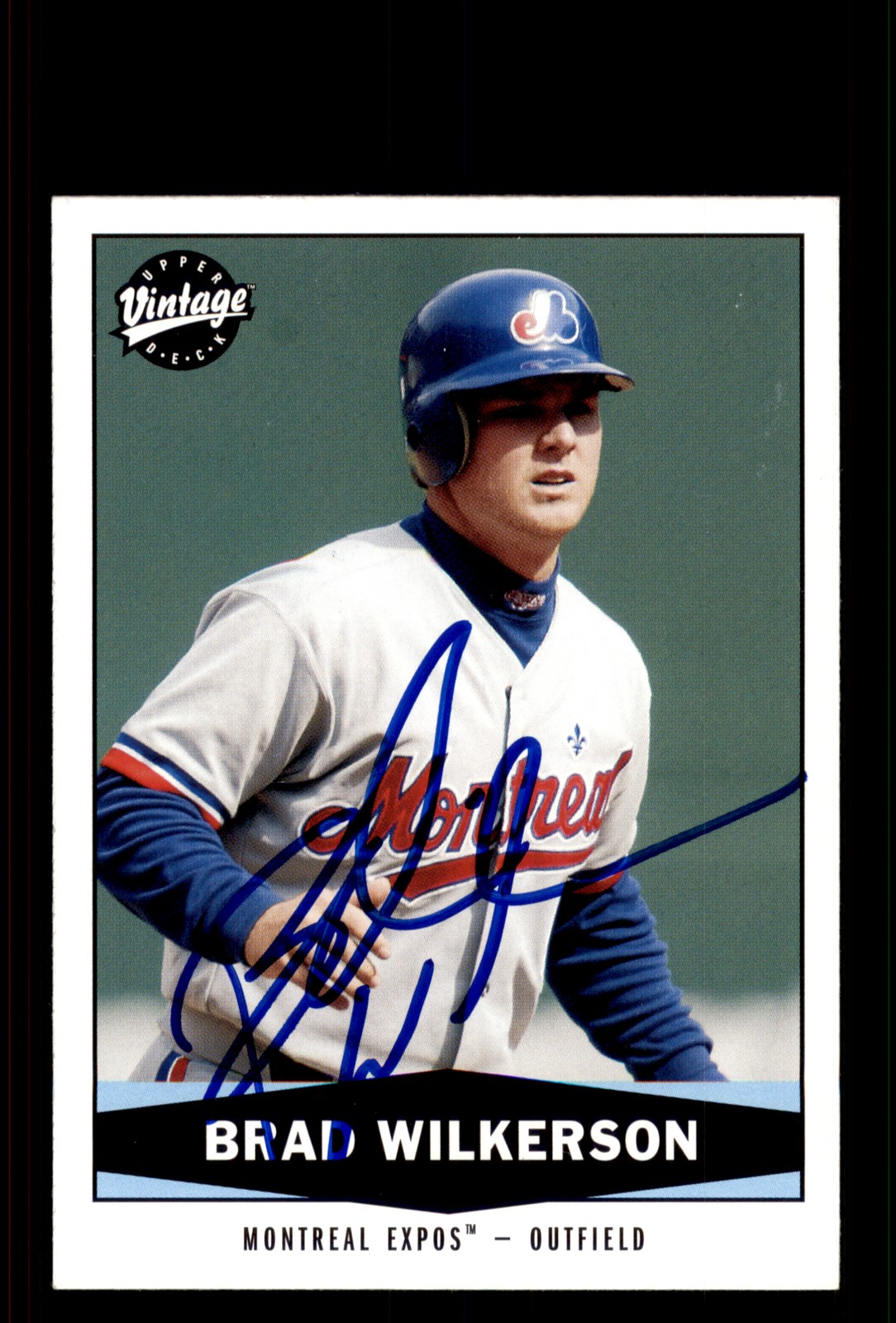 Signed Baseball Card Auto Brad Wilkerson 2004 Upper Deck Vintage #95 Expos