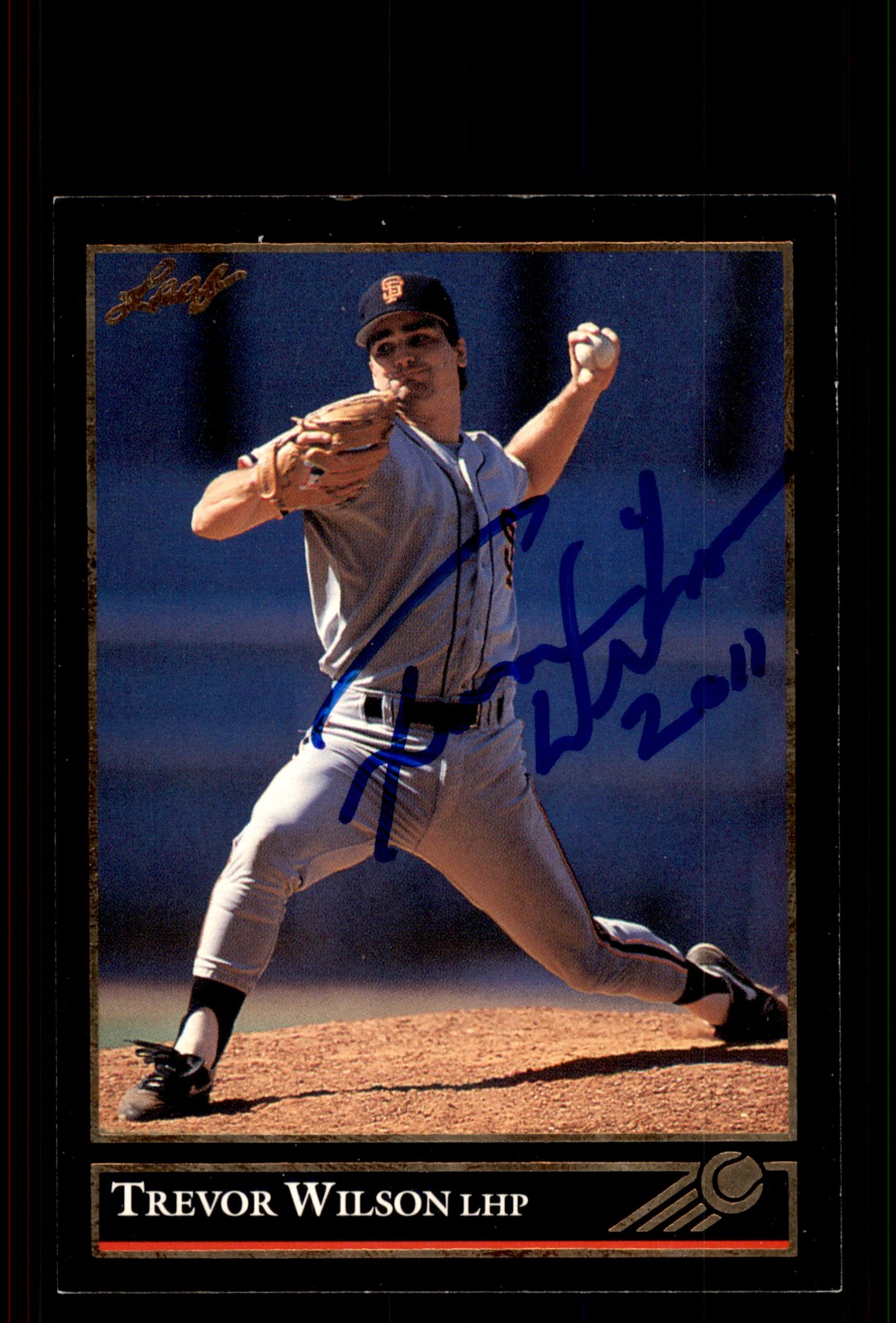 Signed Baseball Card Auto Trevor Wilson 1992 Leaf #340 Giants Black Gold