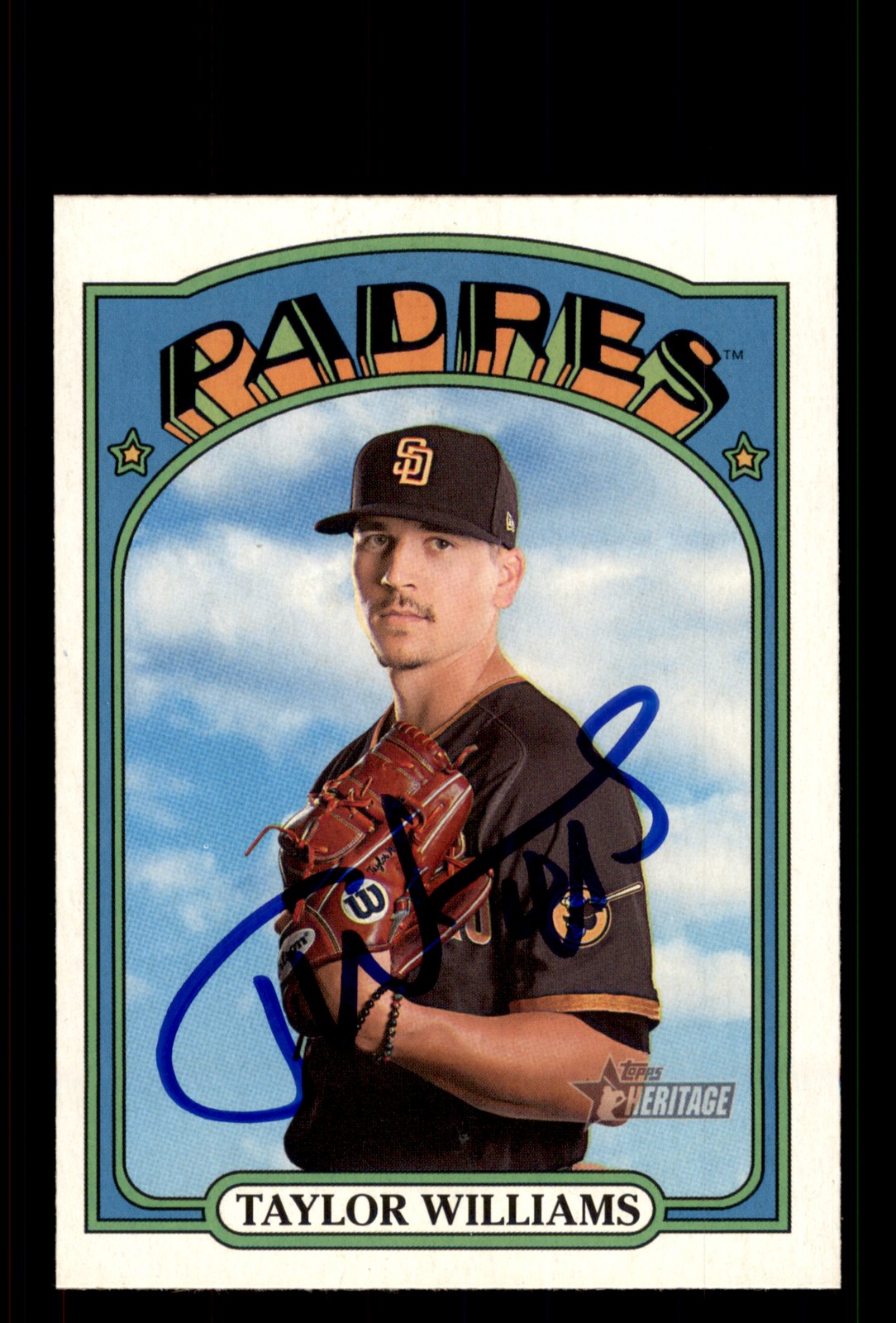 Signed Baseball Card Auto Taylor Williams 2021 Topps Heritage #369 Padres
