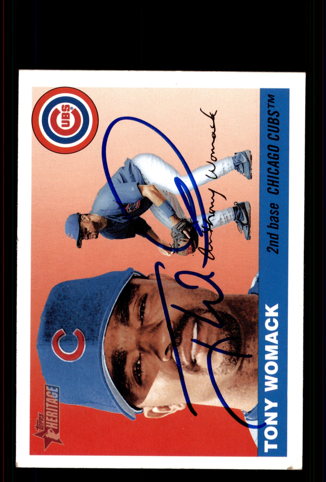 Signed Baseball Card Auto Tony Womack 2004 Topps Heritage #291 Chicago Cubs