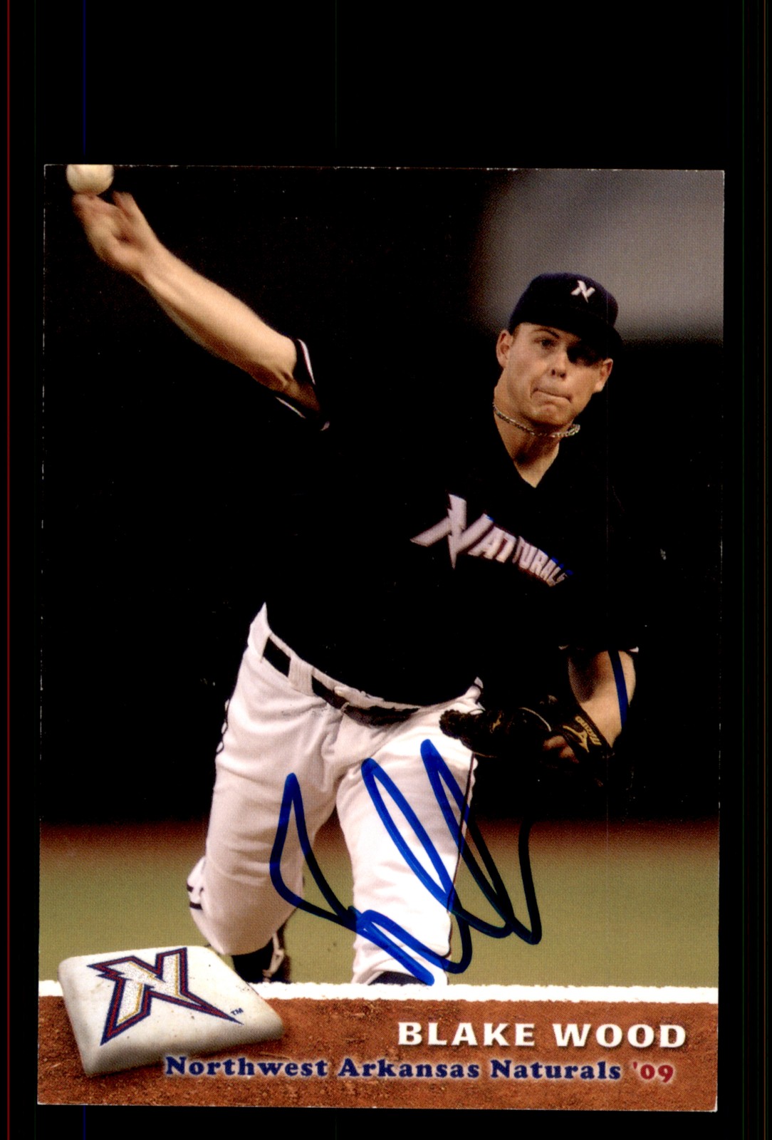 Signed Baseball Card Auto Blake Wood 2009 Grandstand Northwest Arkansas Naturals