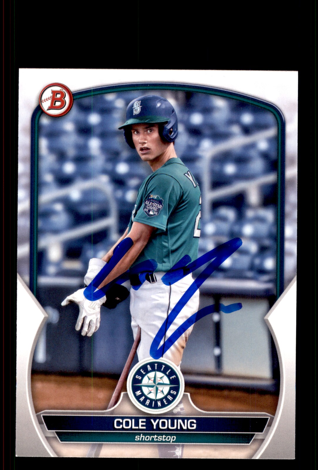Signed Baseball Card Auto Cole Young 2023 Bowman #BP-9 Seattle Mariners