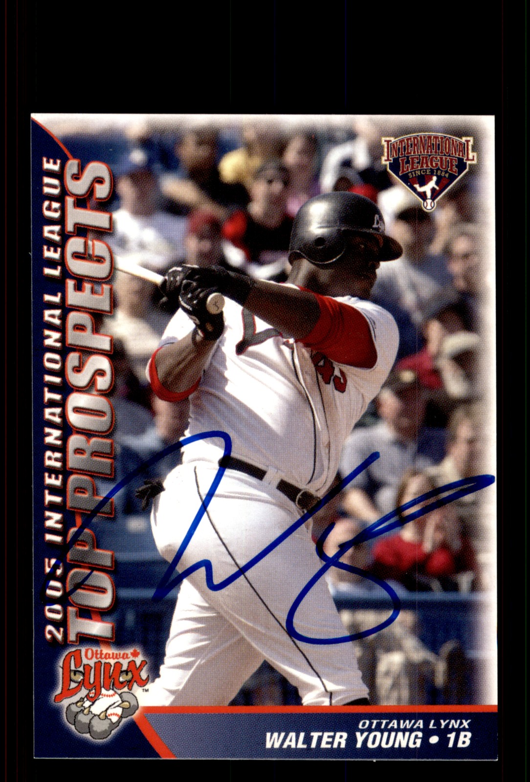 Signed Baseball Card Auto Walter Young 2005 International League Top Prospects