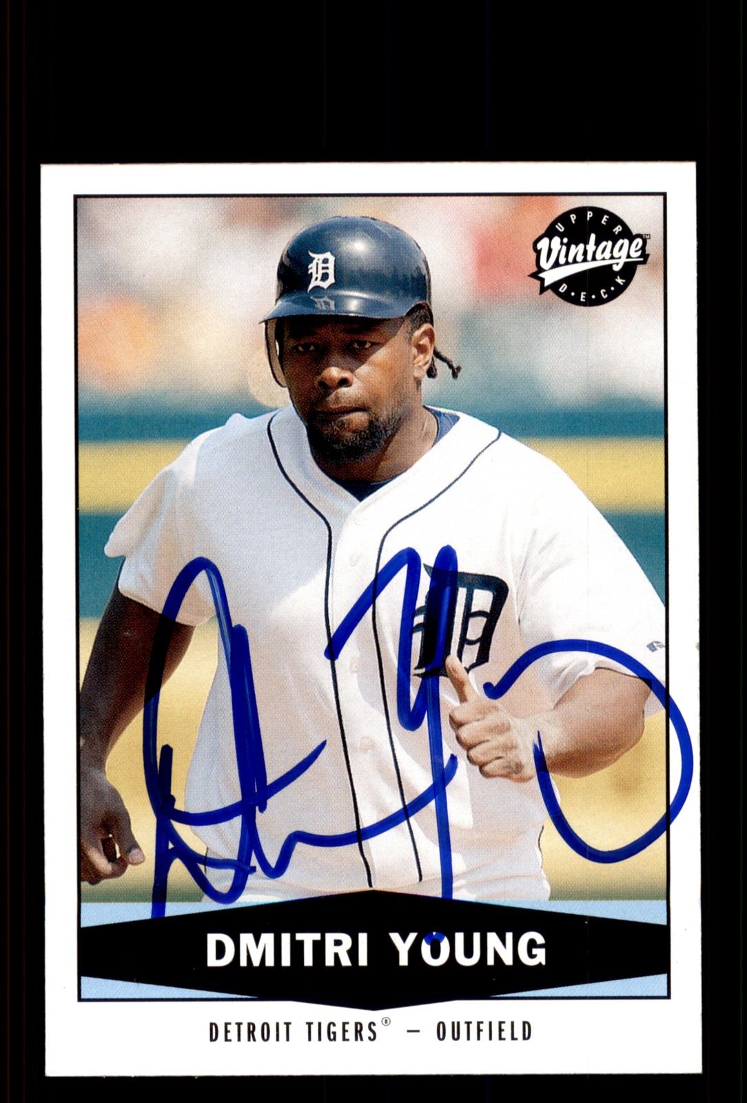 Signed Baseball Card Auto Dmitri Young 2004 Upper Deck Vintage #5 Tigers