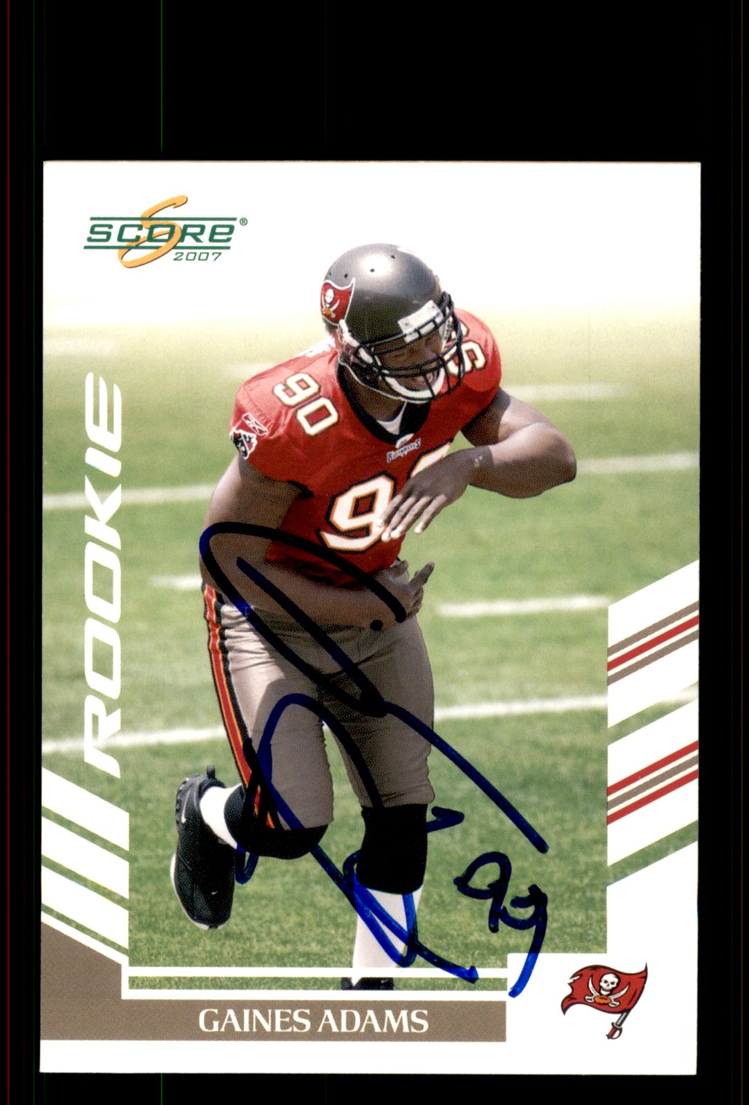 Signed Football Card Auto Gaines Adams 2007 Score #352 Tampa Bay Buccaneers
