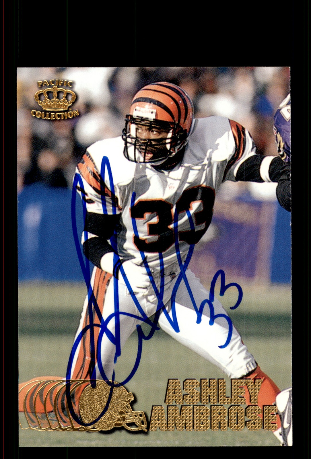 Signed Football Card Auto Ashley Ambrose 1997 Pacific Crown Collection #83