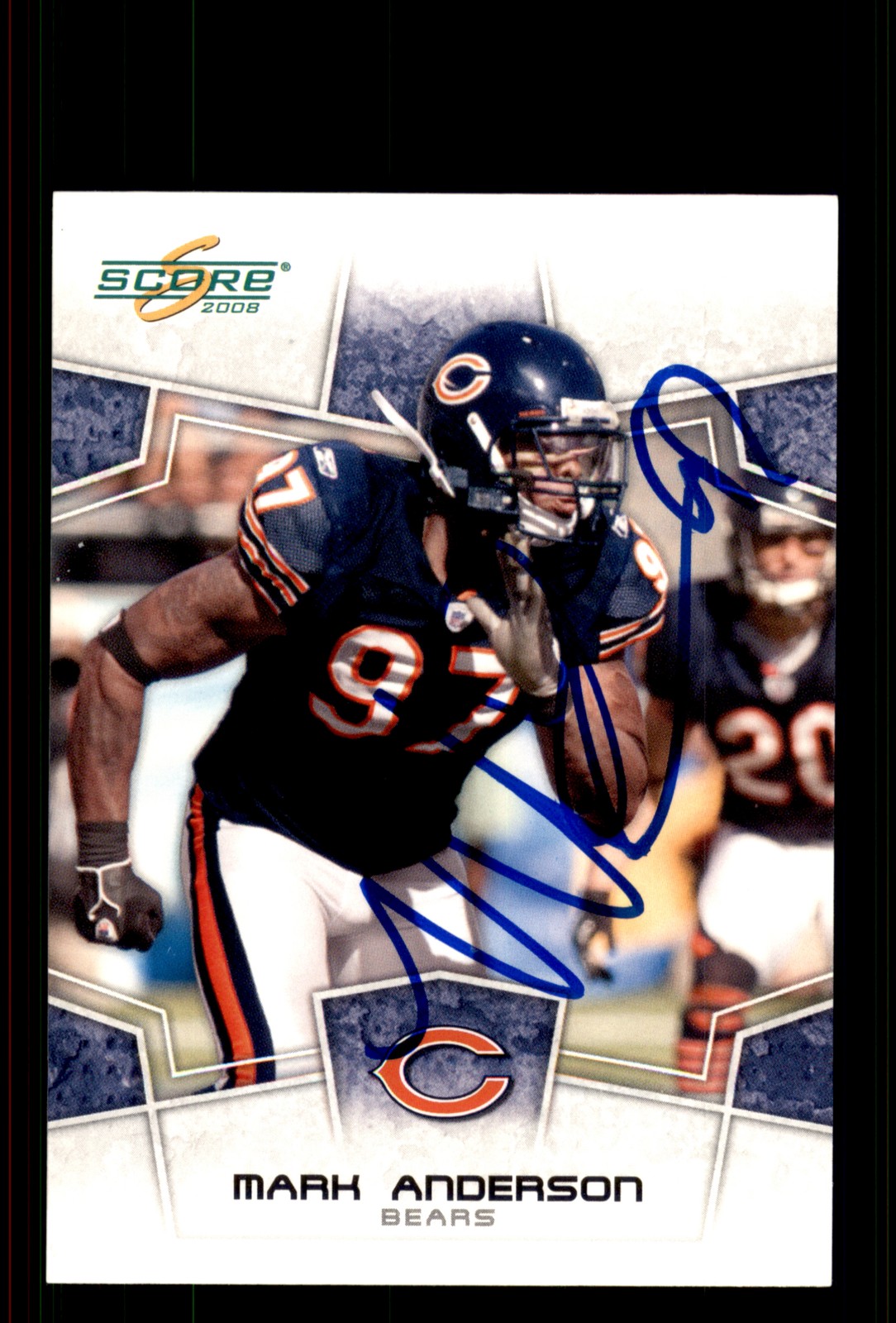 Signed Football Card Auto Mark Anderson 2008 Score #51 Chicago Bears