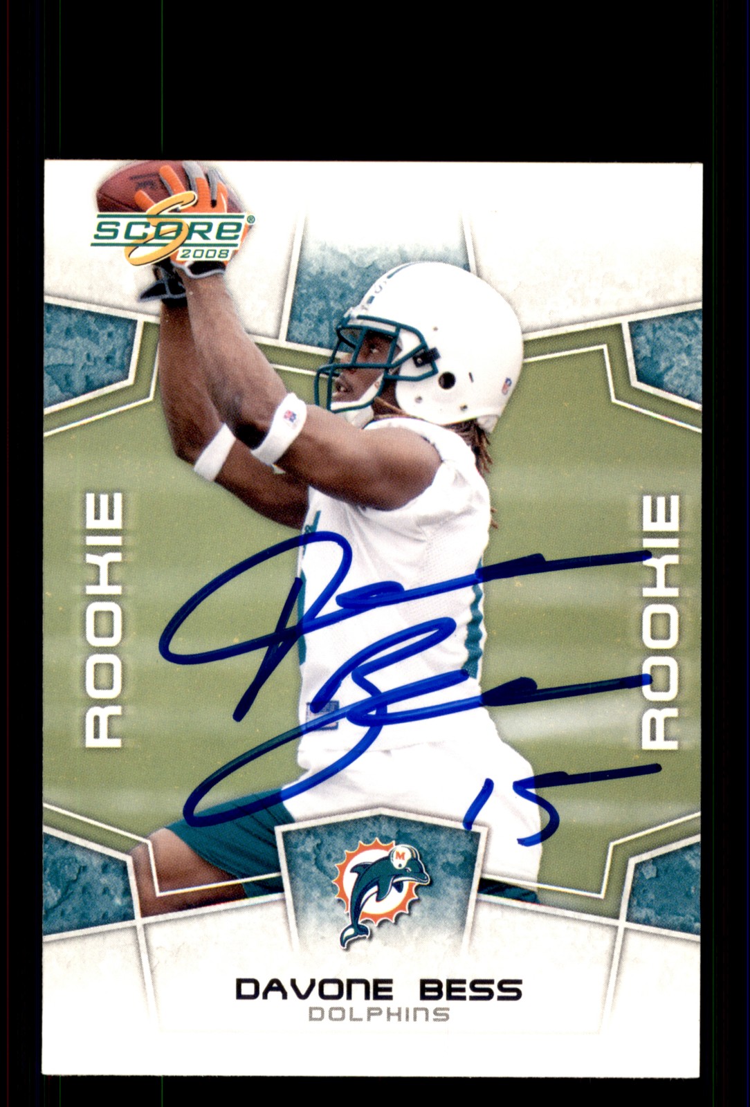 Signed Football Card Auto Davone Bess 2008 Score #438 Miami Dolphins