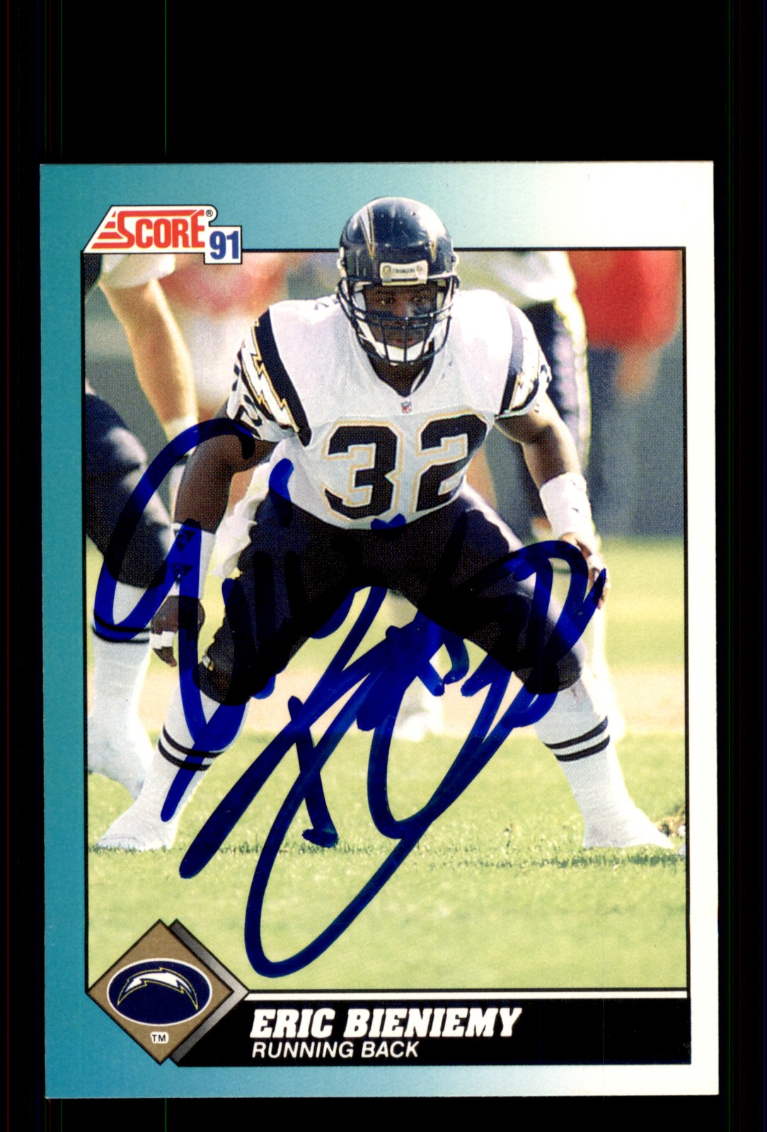 Signed Football Card Auto Eric Bieniemy 1991 Score Supplemental #95T Chargers