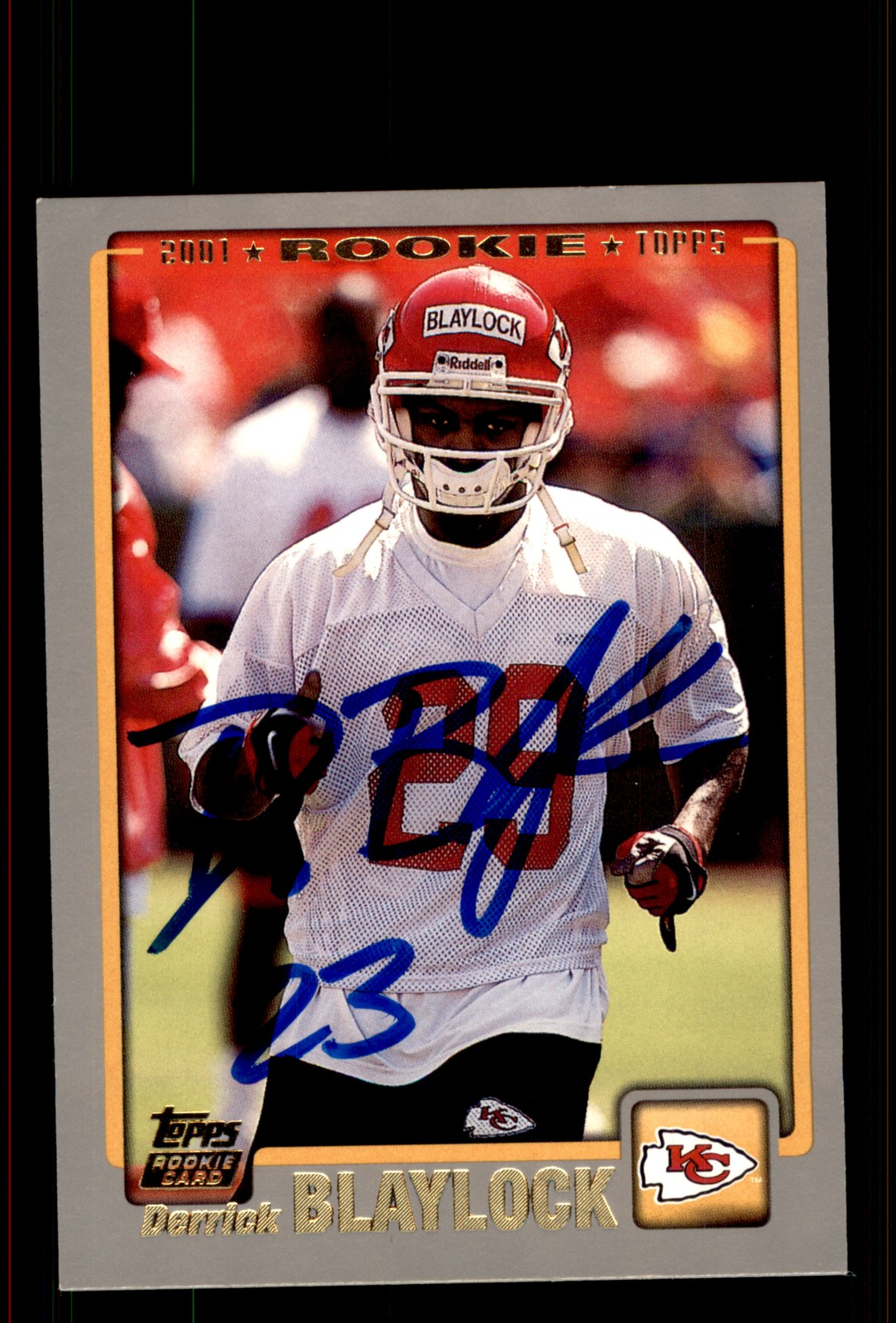Signed Football Card Auto Derrick Blaylock 2001 Topps #371 Kansas City Chiefs