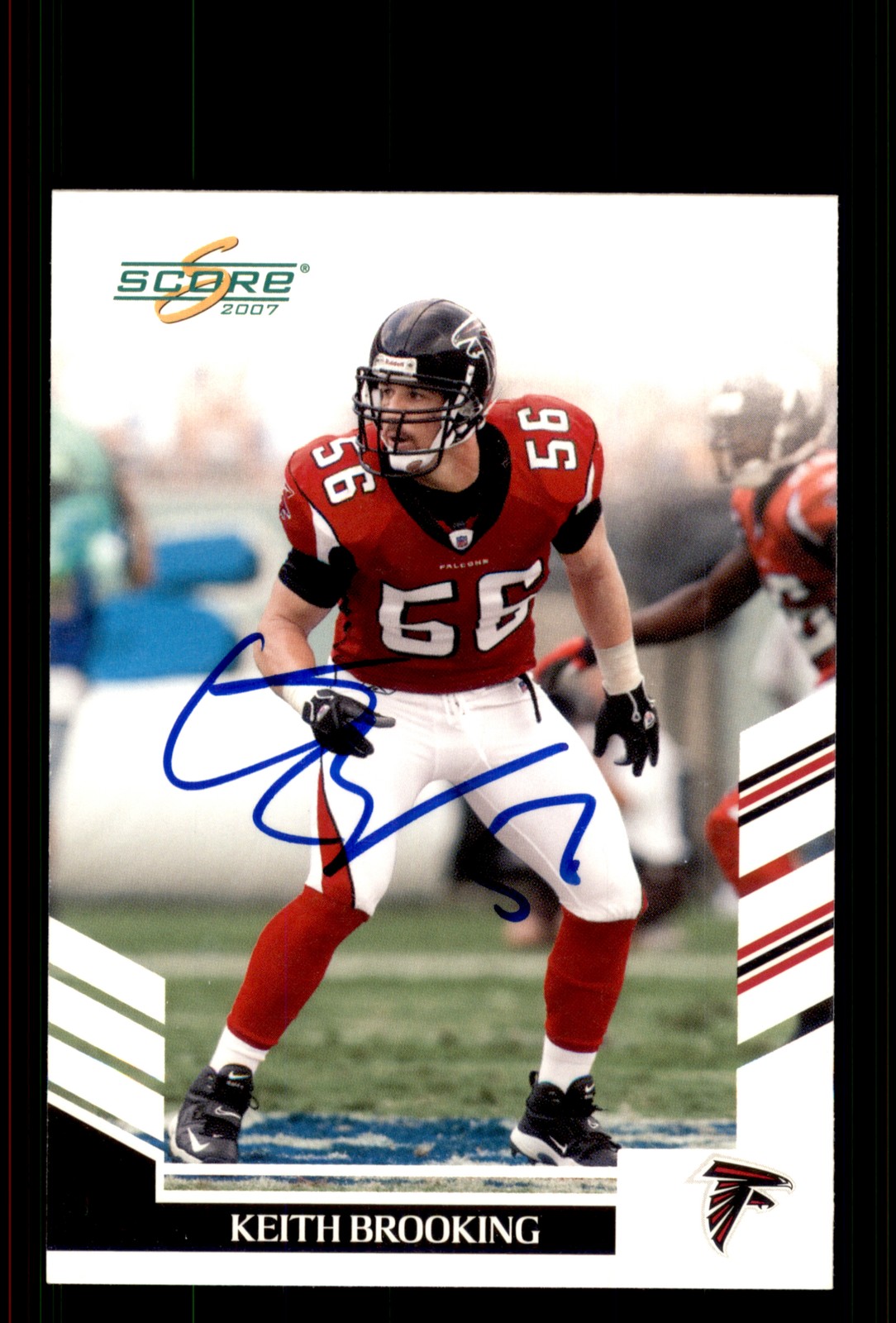 Signed Football Card Auto Keith Brooking 2007 Score #76 Atlanta Falcons