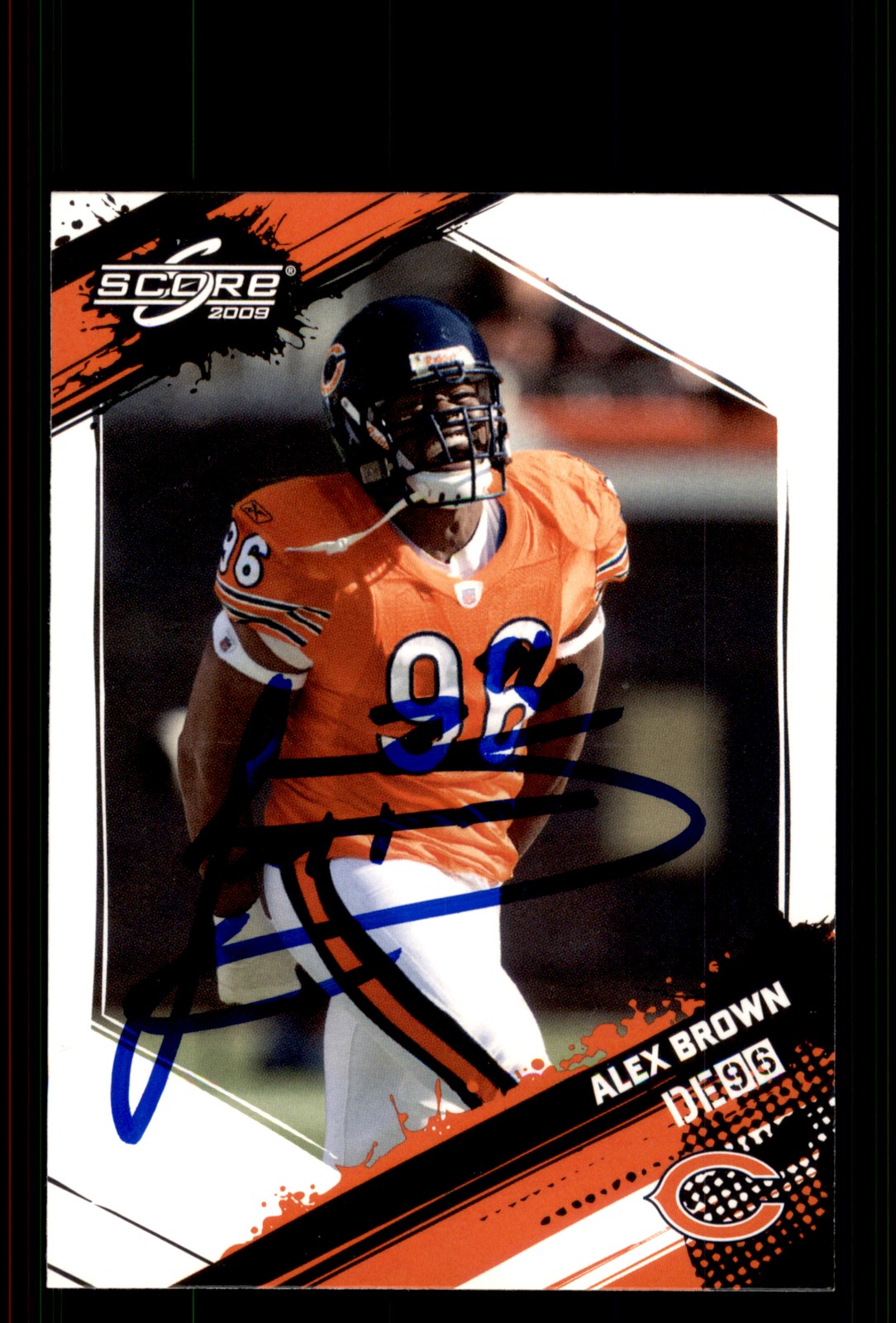 Signed Football Card Auto Alex Brown 2009 Score #47 Chicago Bears
