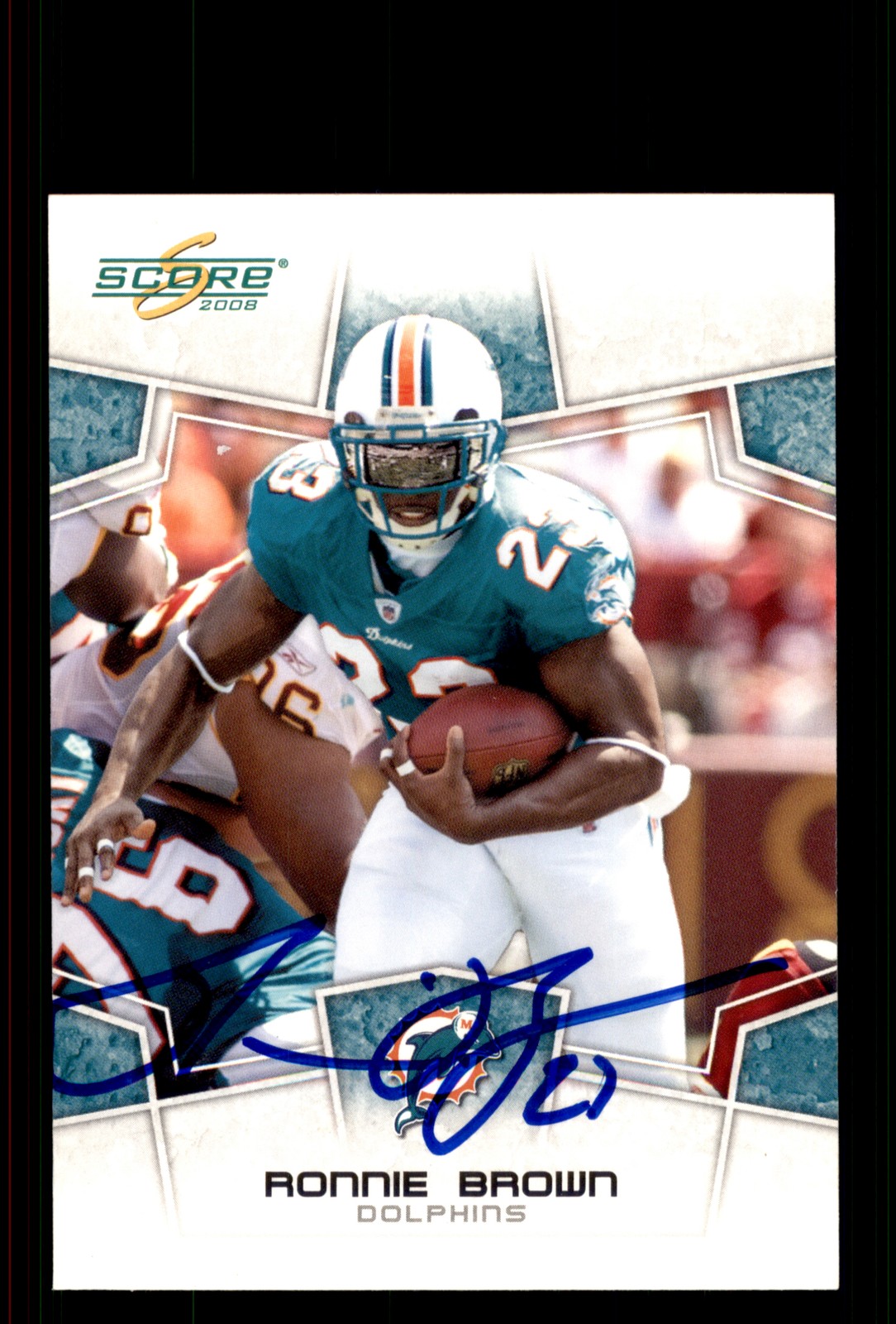 Signed Football Card Auto Ronnie Brown 2008 Score #161 Miami Dolphins