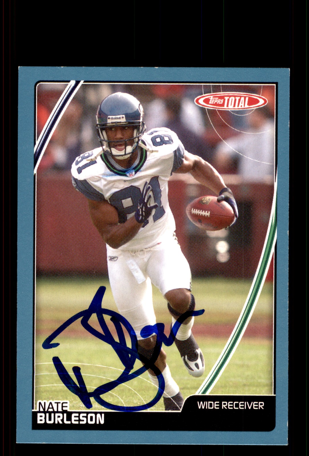 Signed Football Card Auto Nate Burleson 2007 Topps Total #167 Seattle Seahawks