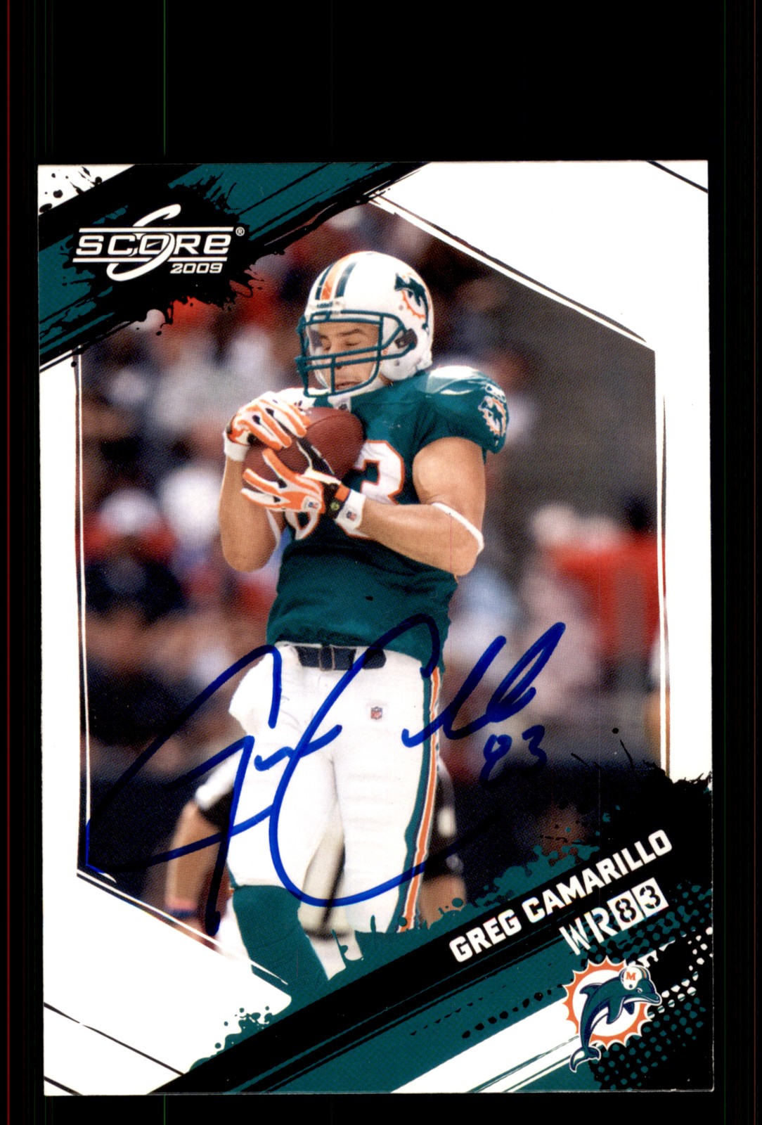 Signed Football Card Auto Greg Camarillo 2009 Score #156 Miami Dolphins