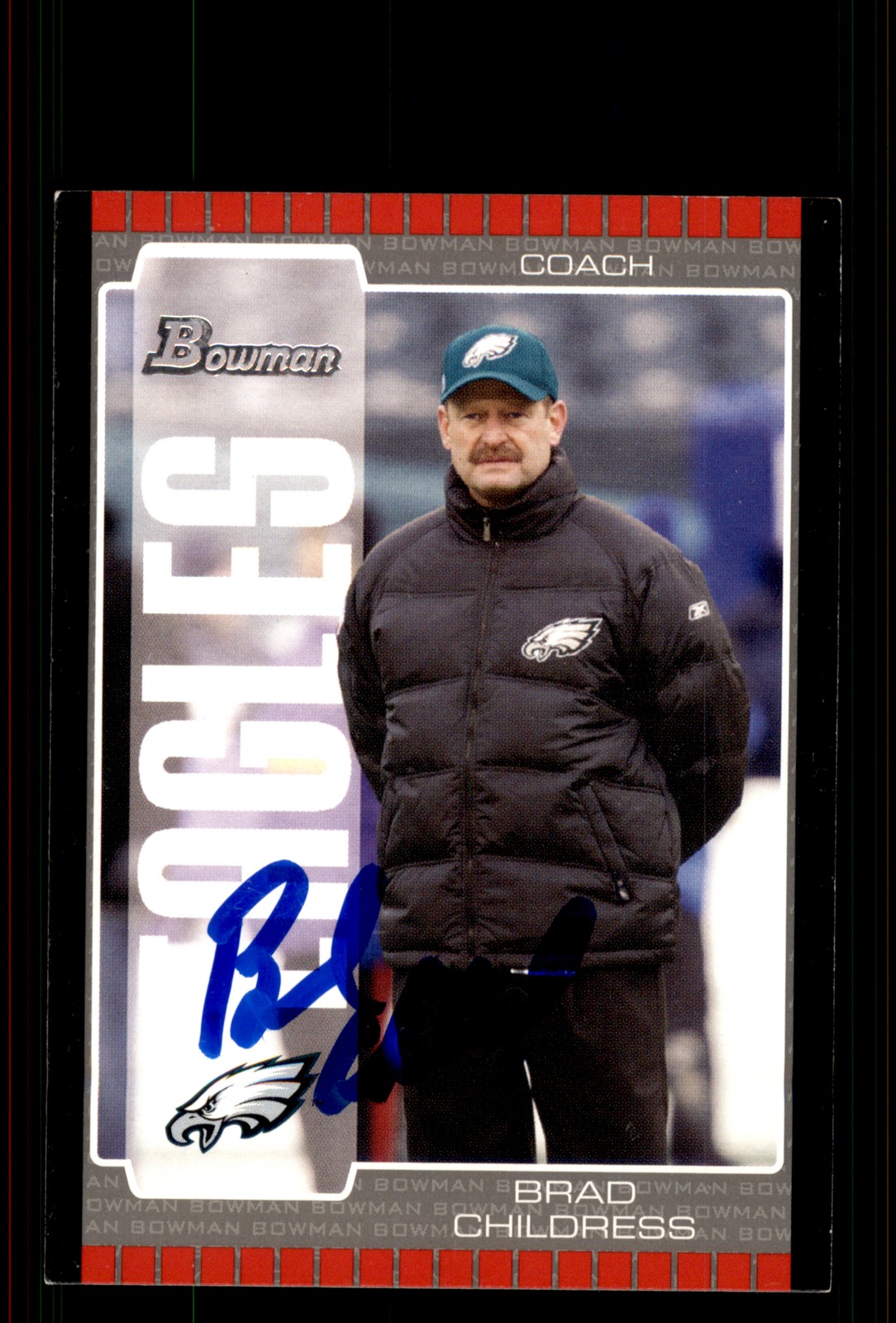 Signed Football Card Auto Brad Childress 2005 Bowman #43 Philadelphia Eagles
