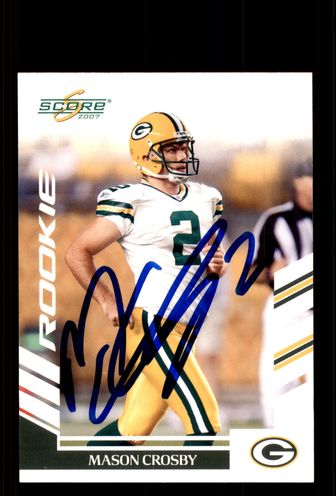Signed Football Card Auto Mason Crosby 2007 Score #408 Green Bay Packers