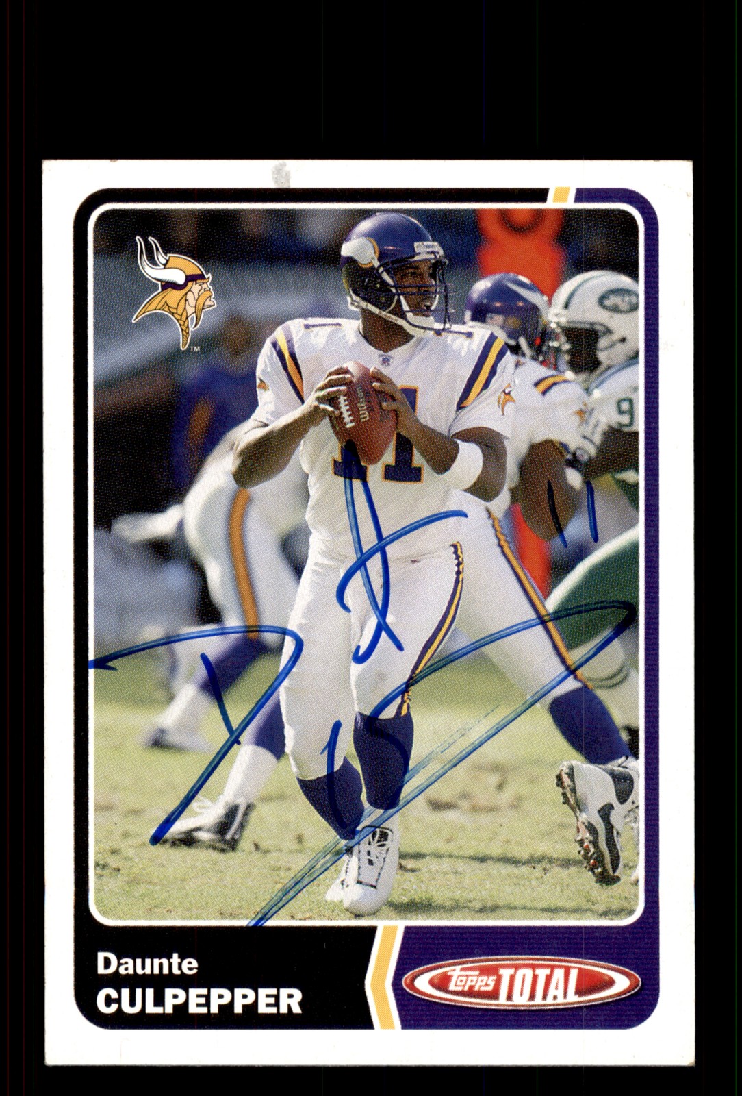 Signed Football Card Auto Daunte Culpepper 2003 Topps Total #305 Vikings