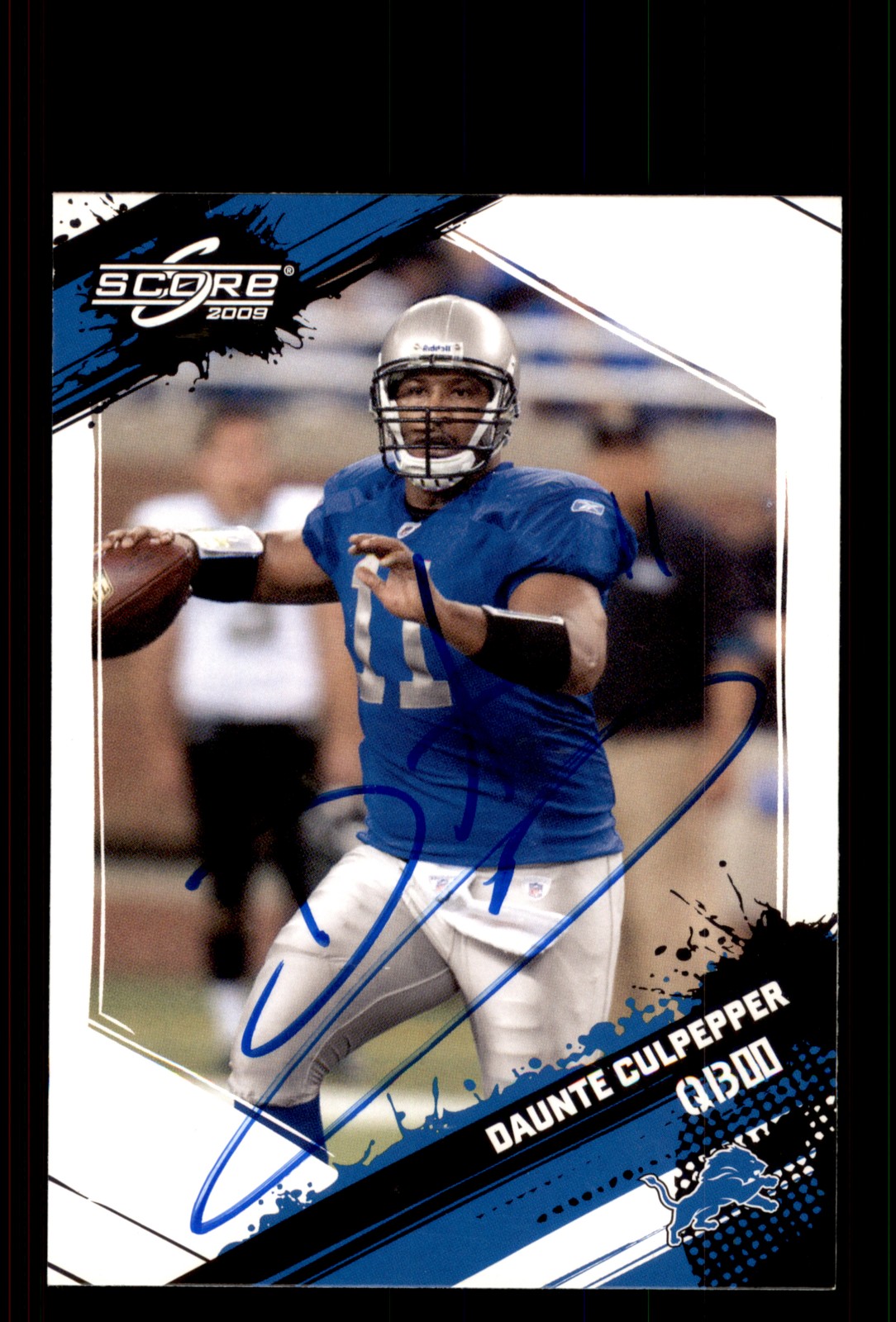 Signed Football Card Auto Daunte Culpepper 2009 Score #94 Detroit Lions