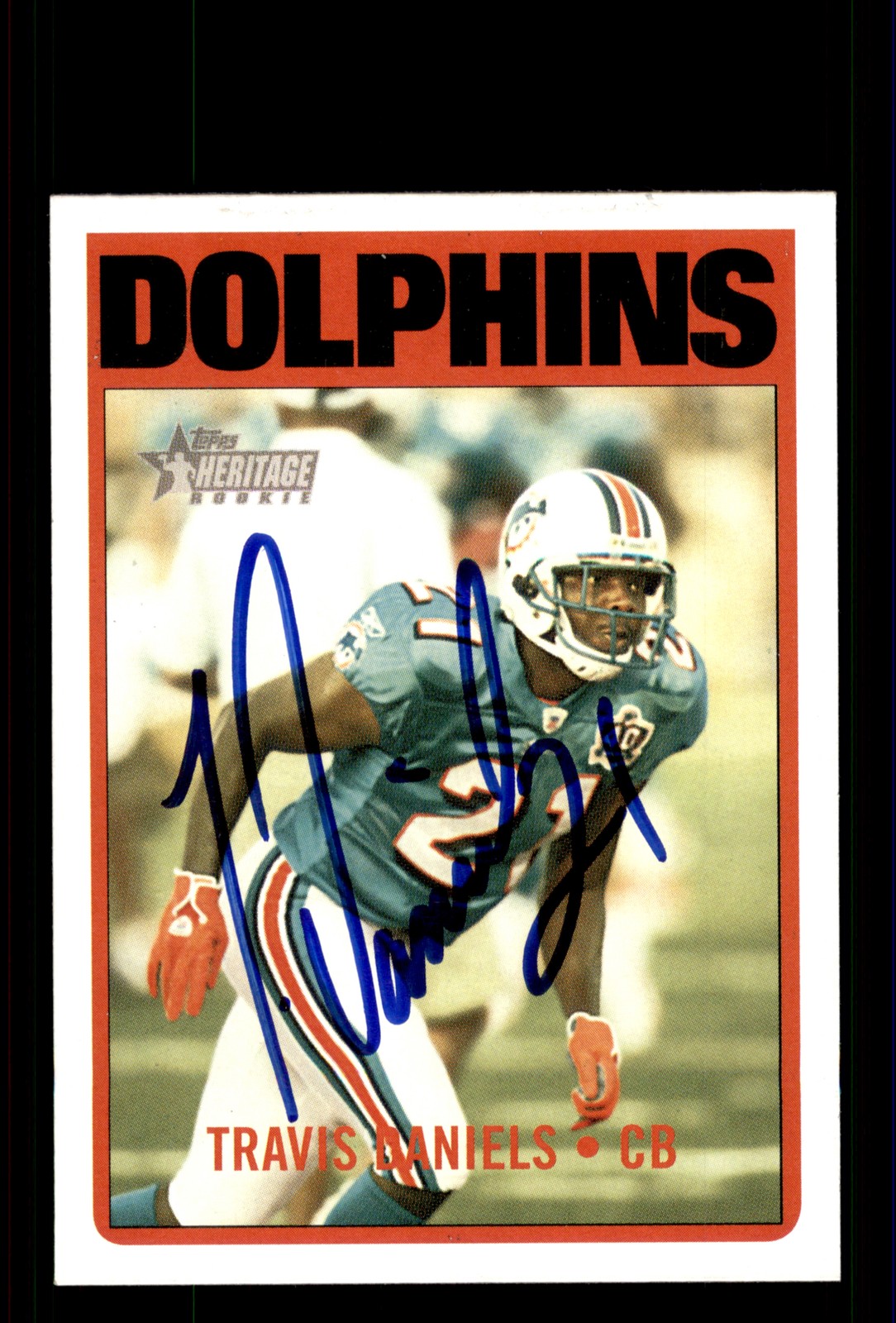 Signed Football Card Auto Travis Daniels 2005 Topps Heritage #265 Miami Dolphins